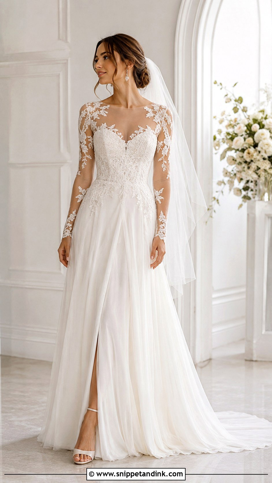 Long Sleeve Illusion Wedding Dress - Snippet and Ink - 35 Long Sleeve Wedding Dress Ideas