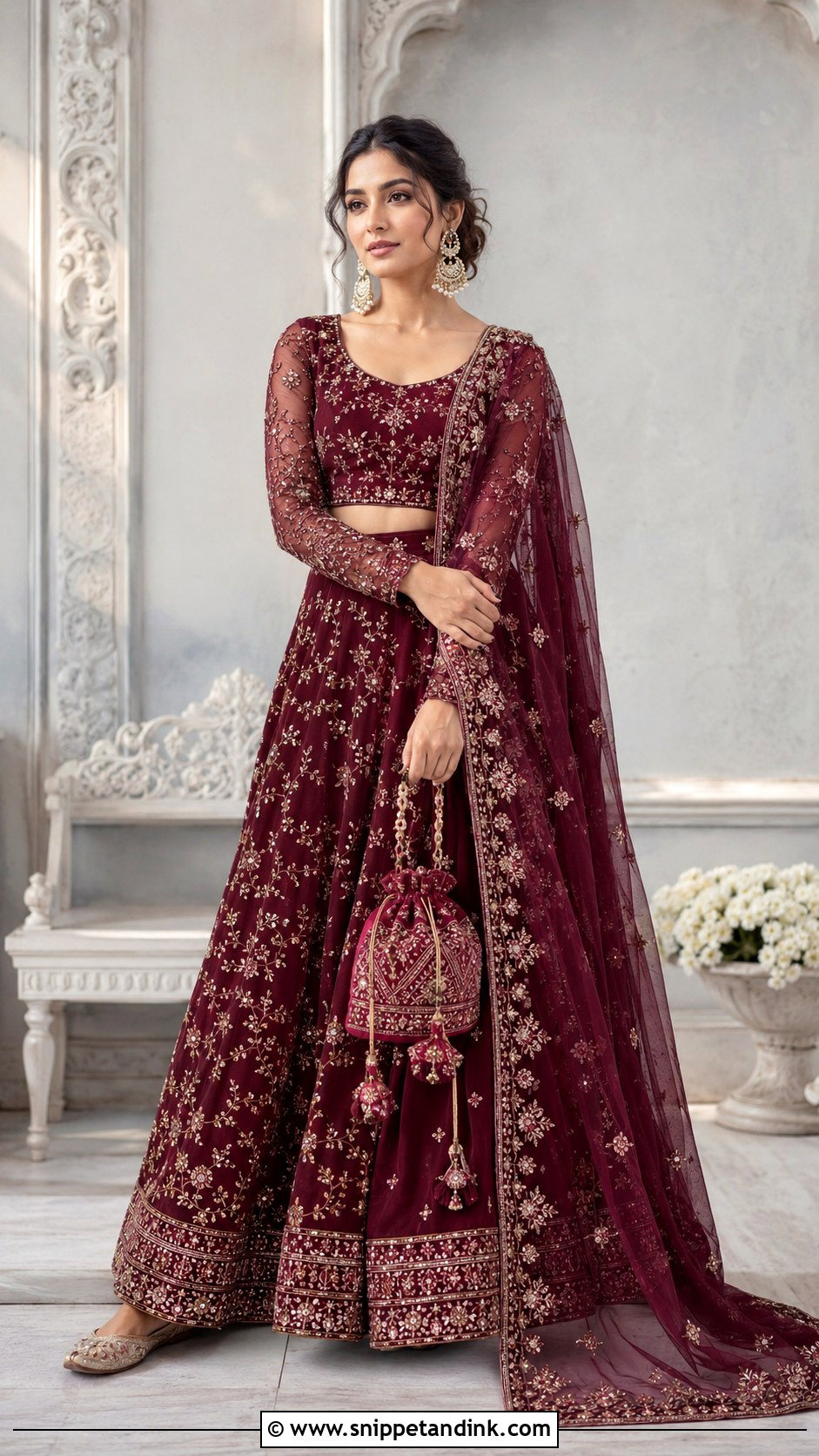 Long Sleeve Indian Skirt Top Wedding Outfit - Snippet and Ink - 20 Indian Skirt Top Wedding Outfit Ideas