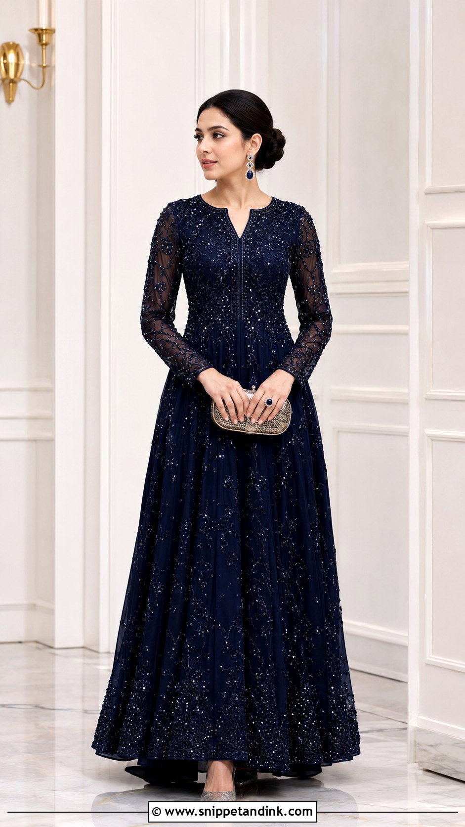 Long Sleeve Indian Wedding Gown - Snippet and Ink - 20 Indian Wedding Gown Ideas