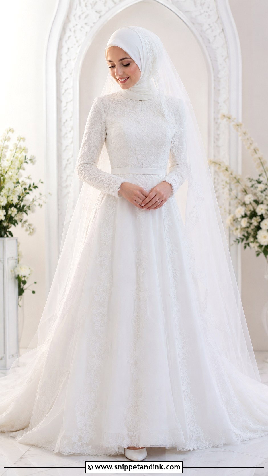 Long Sleeve Islamic Wedding Dress - Snippet and Ink - 25 Islamic Wedding Dresses