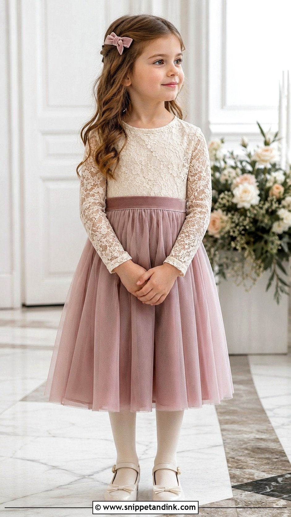 Long Sleeve Kids Wedding Dress - Snippet and Ink - 20 Kids Wedding Dresses
