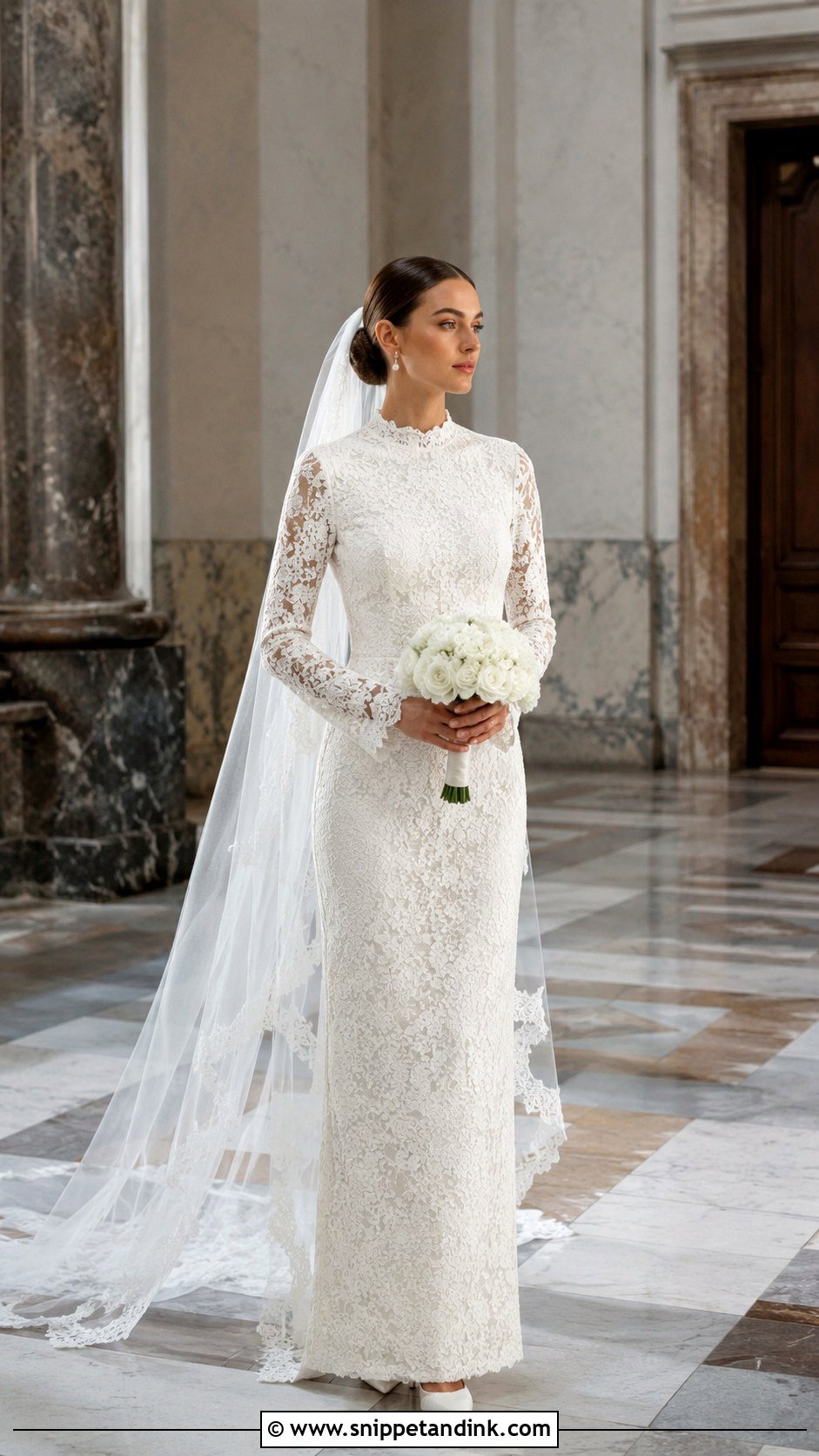Long Sleeve Lace 60s Wedding Dress - Snippet and Ink - 20 60s Wedding Dresses