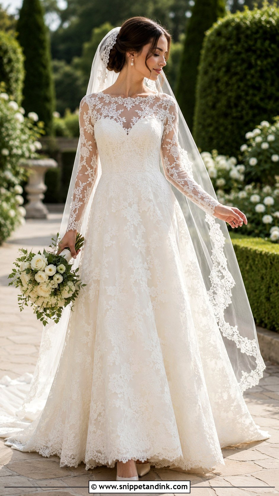Long Sleeve Lace A Line Bridal Dress - Snippet and Ink - 20 Long Sleeve Bridal Dresses