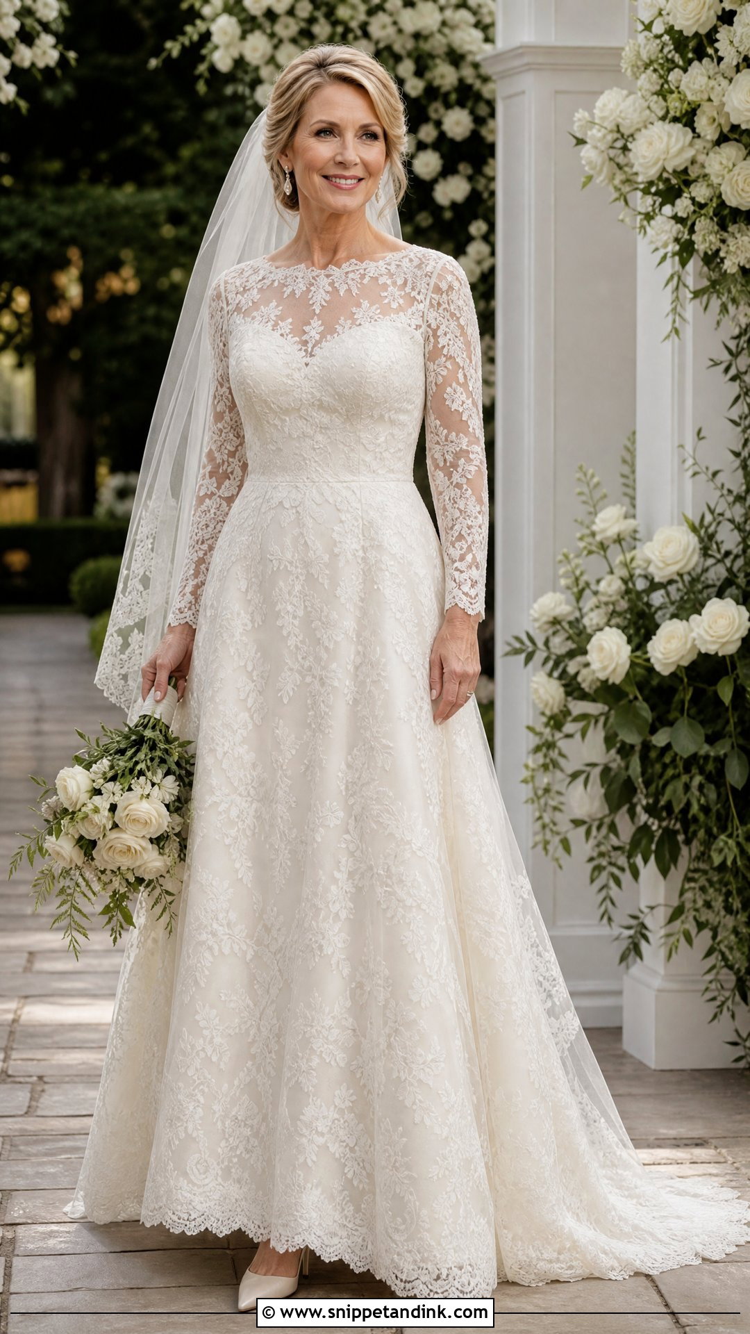 Long Sleeve Lace A Line Wedding Dress - Snippet and Ink - 20 Wedding Dresses for 50 Year Olds Brides