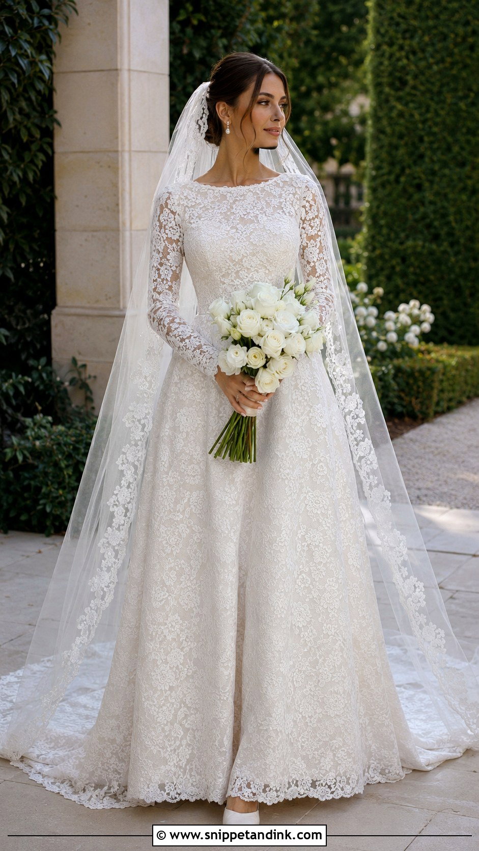 Long Sleeve Lace A Line Wedding Dress - Snippet and Ink - 20 Modest a Line Wedding Dress Ideas