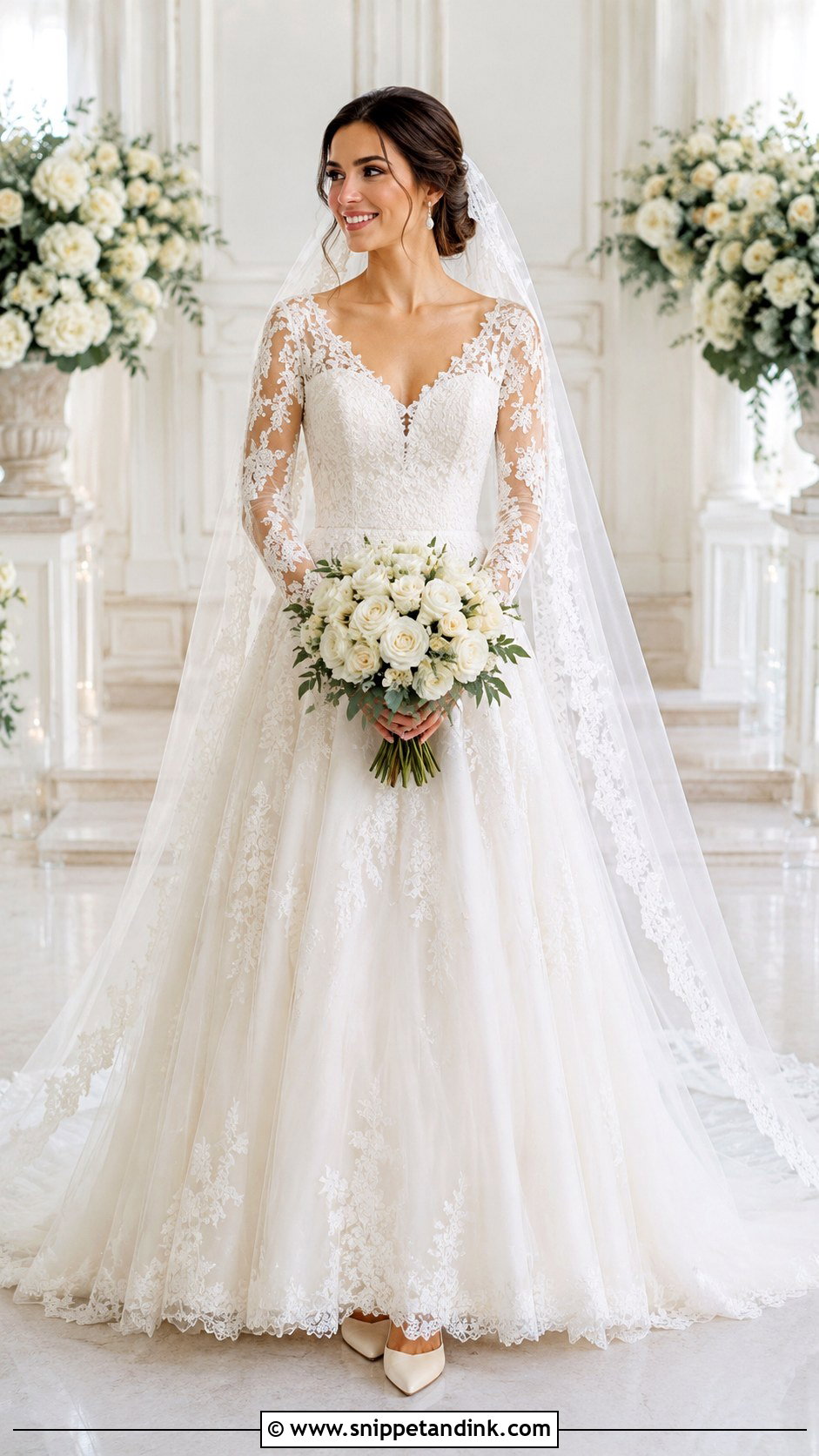 Long Sleeve Lace A Line Wedding Dress - Snippet and Ink - 20 Lace Aline Wedding Dress Ideas