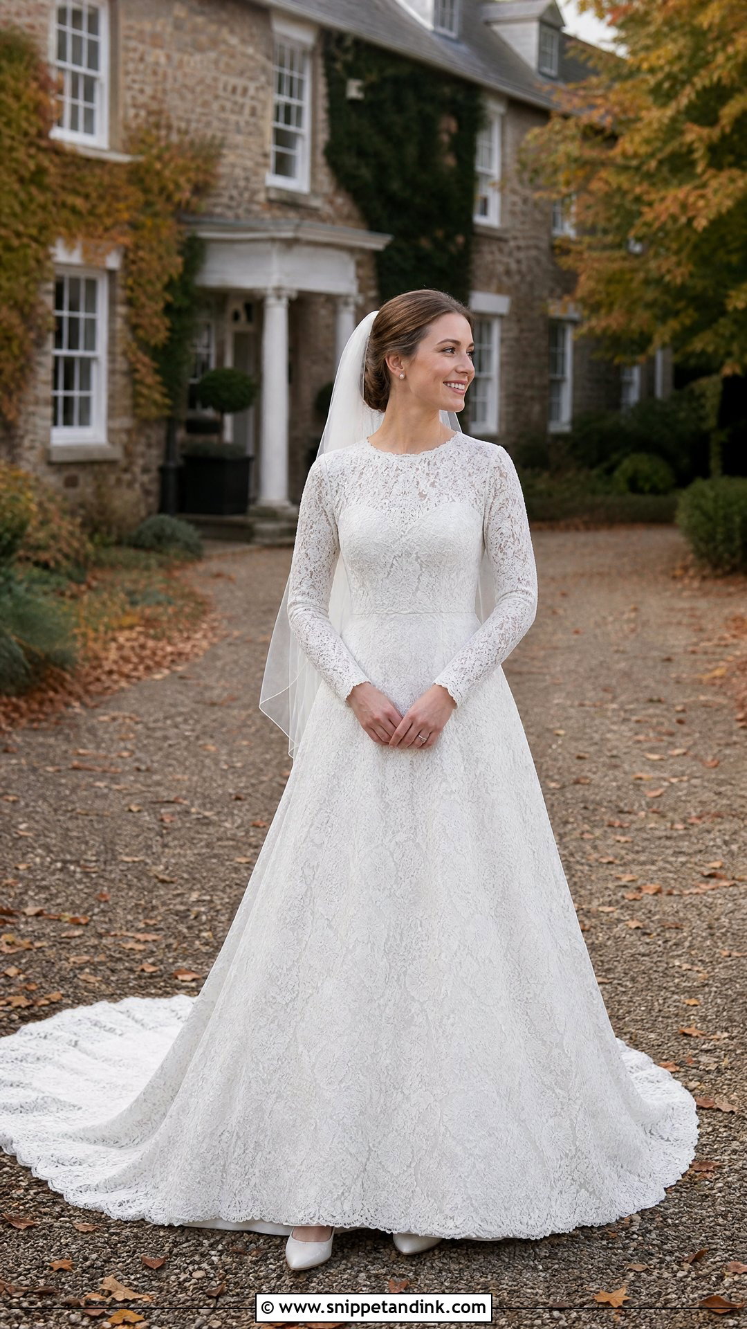 Long Sleeve Lace A Line Wedding Dress - Snippet and Ink - 25 Modest Old Money Wedding Dress Ideas
