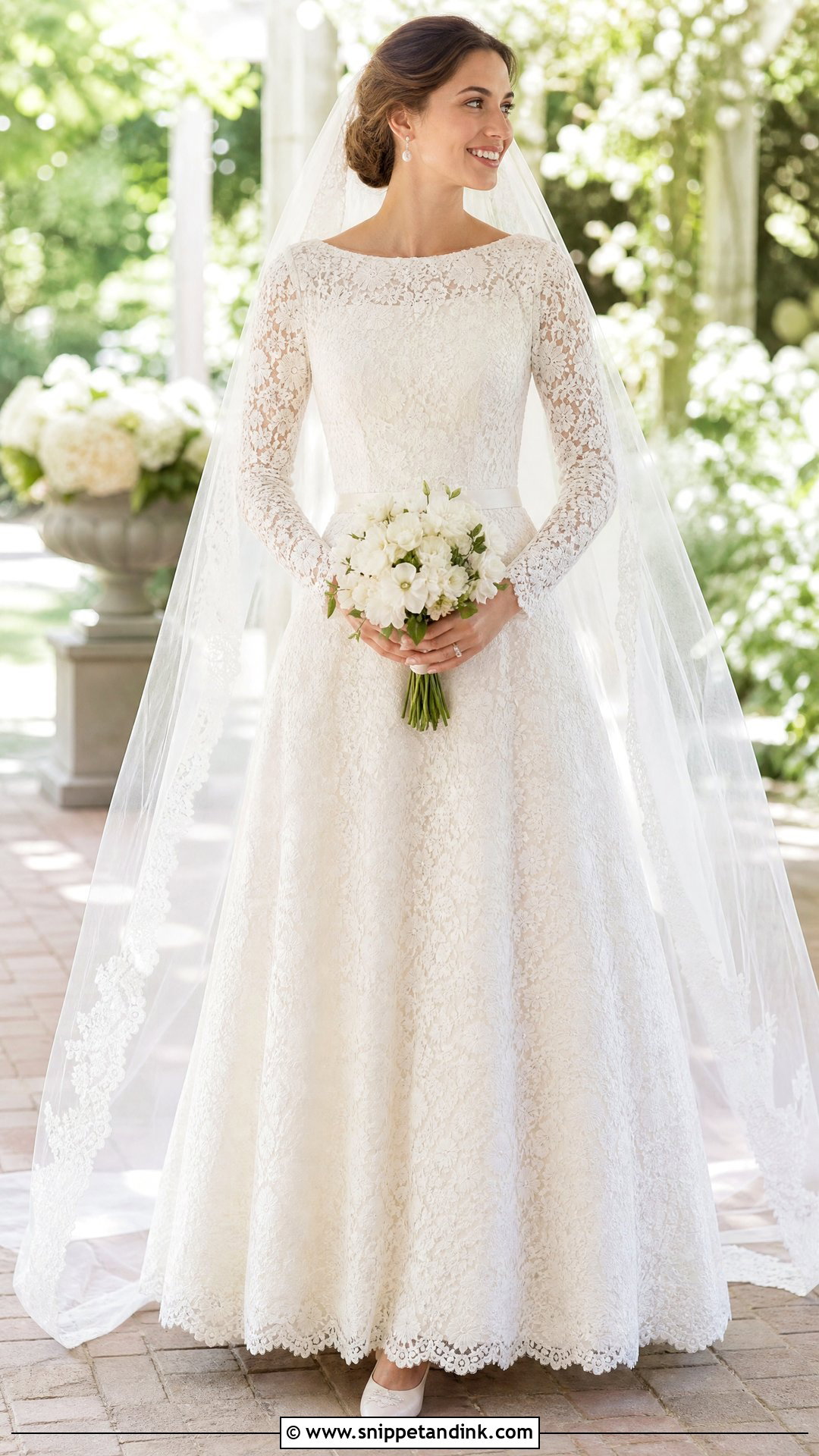 Long Sleeve Lace A Line Wedding Dress - Snippet and Ink - 20 Korean Style Wedding Dresses