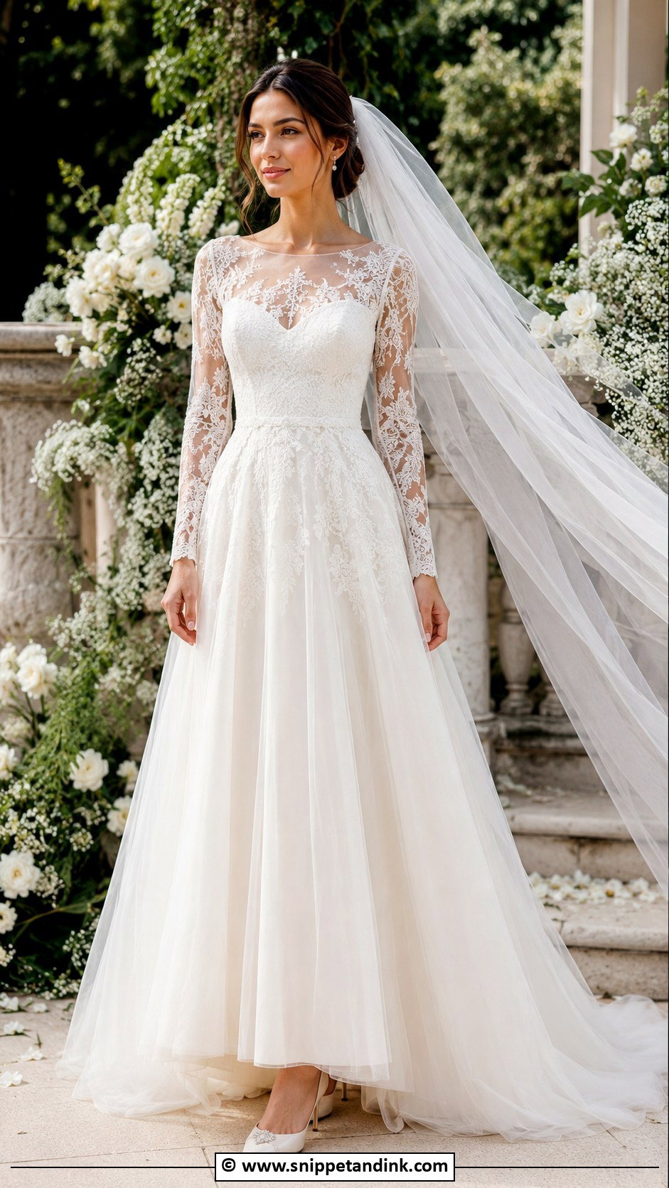 Long Sleeve Lace A Line Wedding Dress - Snippet and Ink - 30 Long Sleeve Lace Wedding Dress Ideas