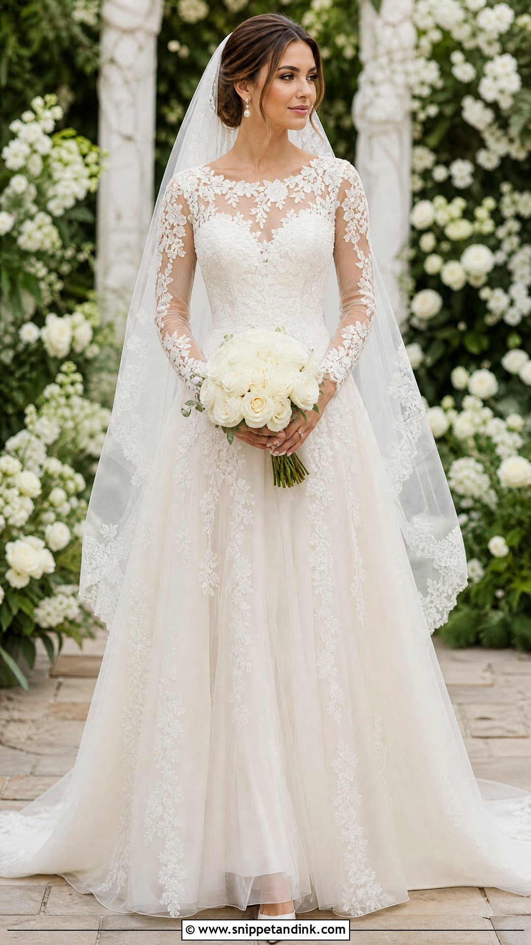 Long Sleeve Lace A Line Wedding Gown - Snippet and Ink - 25 Long Sleeve Wedding Gowns