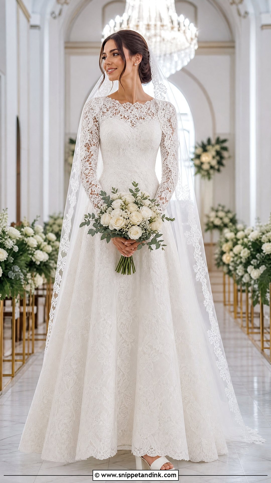 Long Sleeve Lace A Line Wedding Gown - Snippet and Ink - 20 White Wedding Gown Christian Brides Ideas
