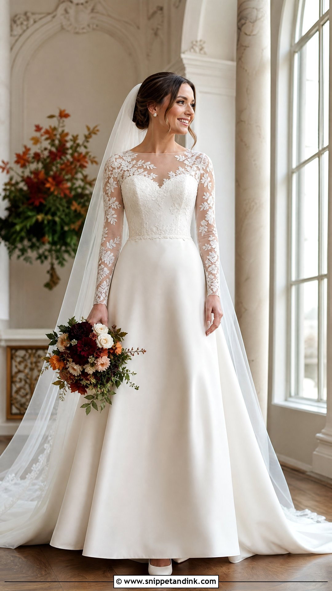 Long Sleeve Lace Applique Wedding Dress - Snippet and Ink - 20 Lace Applique Wedding Dress Ideas
