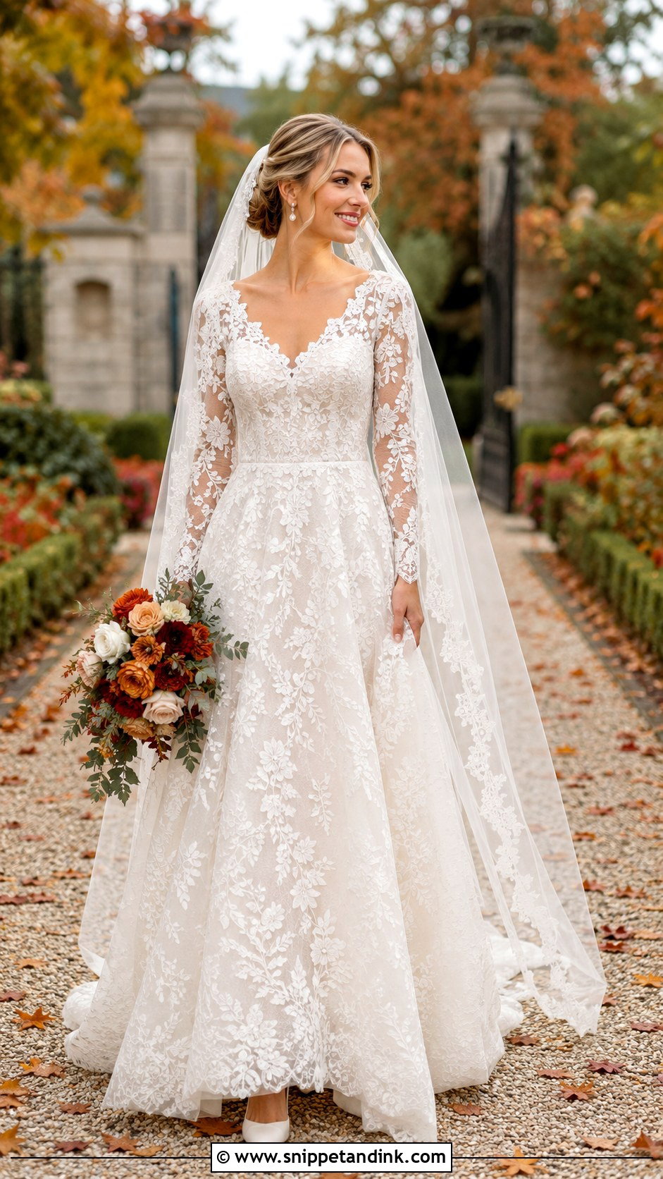 Long Sleeve Lace Autumn Wedding Dress - Snippet and Ink - 20 Autumn Wedding Dress the Bride Ideas