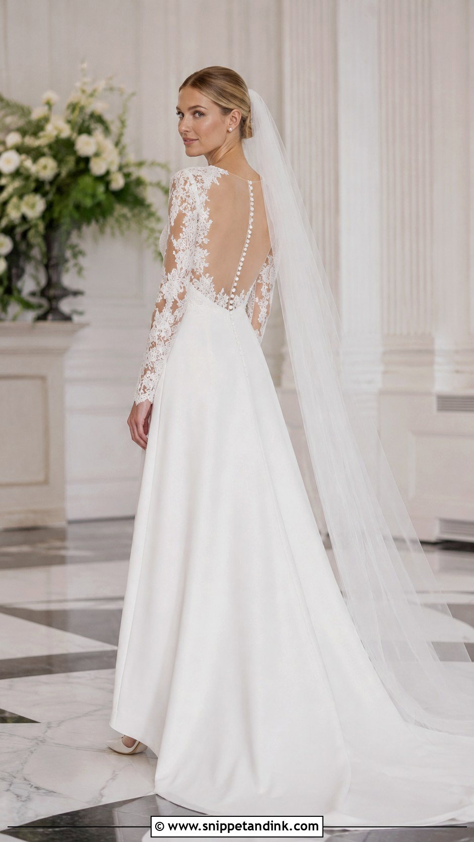 Long Sleeve Lace Back Wedding Dress - Snippet and Ink - 20 Lace Back Wedding Dress Ideas