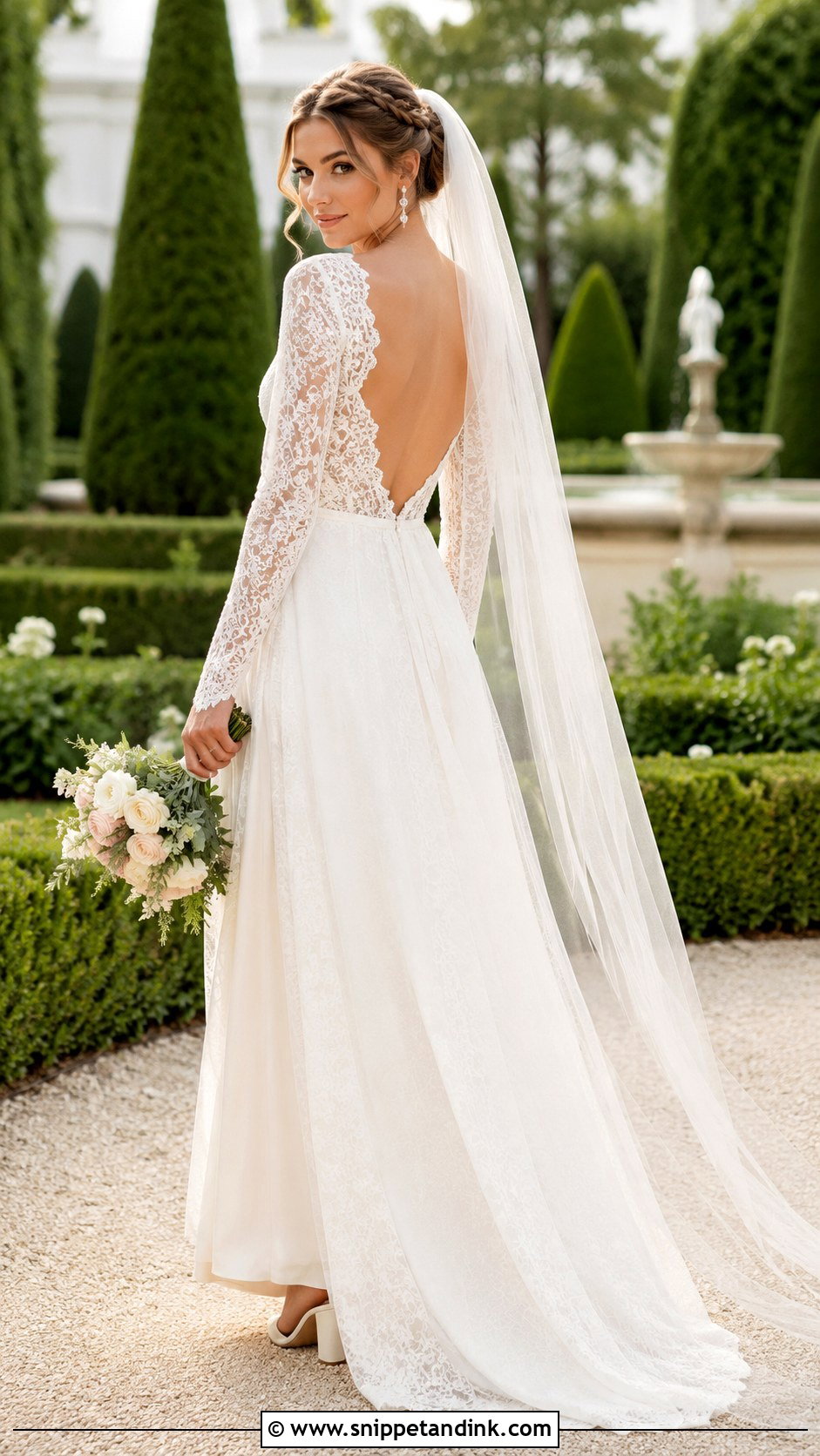 Long Sleeve Lace Backless Wedding Dress - Snippet and Ink - 20 Backless Wedding Ideas