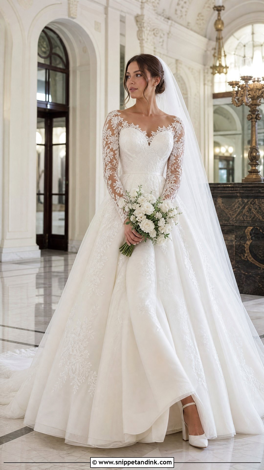 Long Sleeve Lace Ball Gown - Snippet and Ink - 20 Unique Lace Wedding Dress Ideas