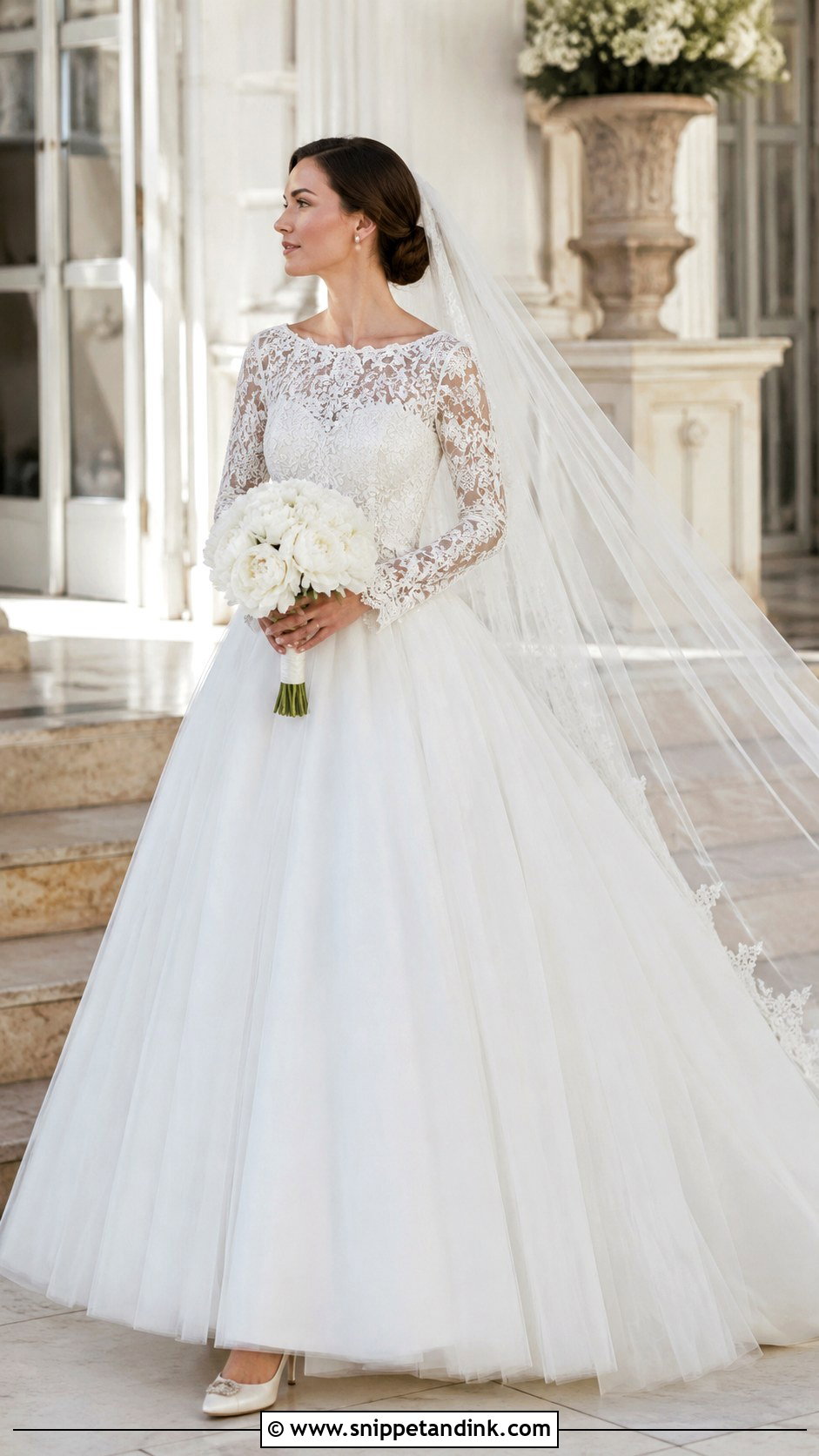 Long Sleeve Lace Ball Gown - Snippet and Ink - 20 Modest Long Sleeve Wedding Dress Ideas