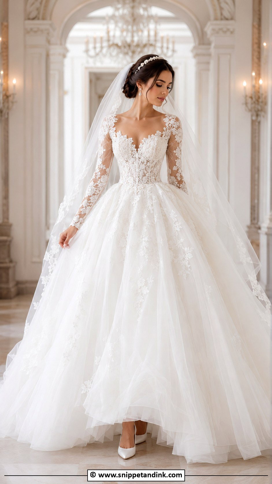 Long Sleeve Lace Ball Gown Wedding Dress - Snippet and Ink - 30 Long Sleeve Lace Wedding Dress Ideas