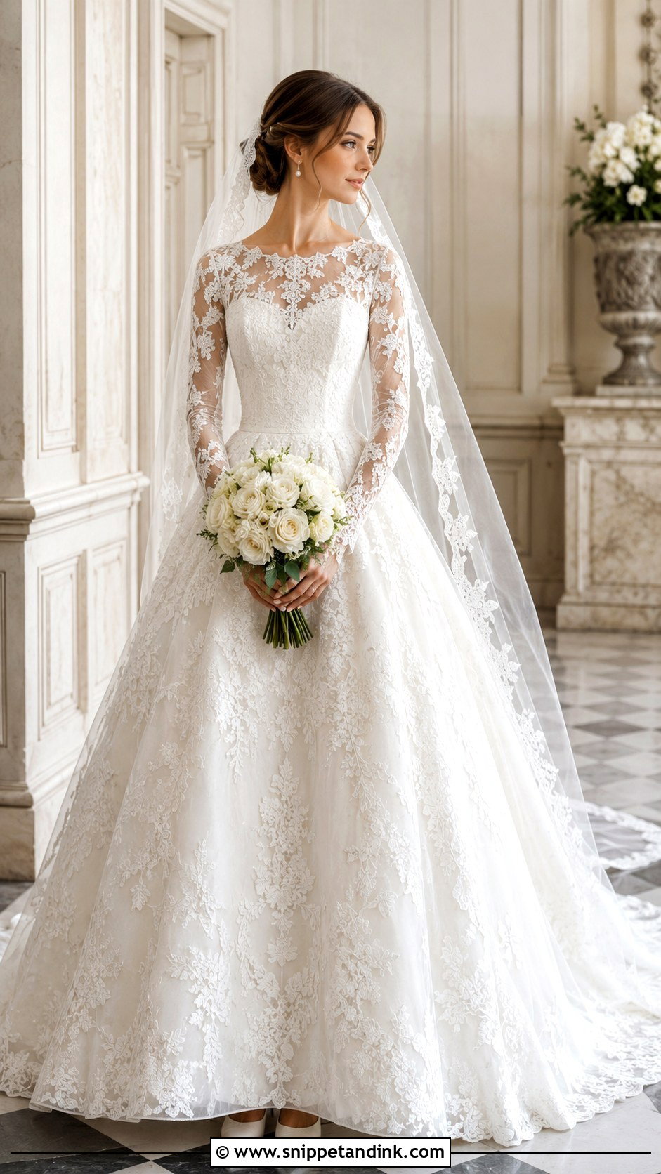 Long Sleeve Lace Ball Gown Wedding Dress - Snippet and Ink - 20 Elegant Ball Gown Wedding Dress Ideas