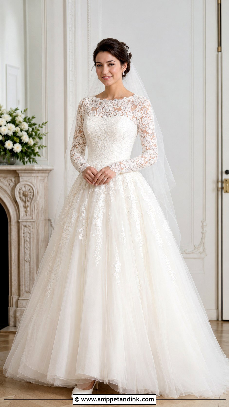 Long Sleeve Lace Ball Gown Wedding Dress - Snippet and Ink - 20 Full Wedding Dresses