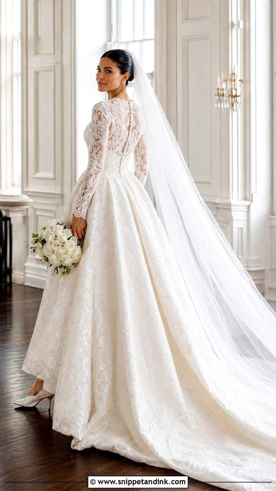 Long Sleeve Lace Ball Gown Wedding Dress - Snippet and Ink - 20 Grace Kelly Inspired Wedding Dress Ideas