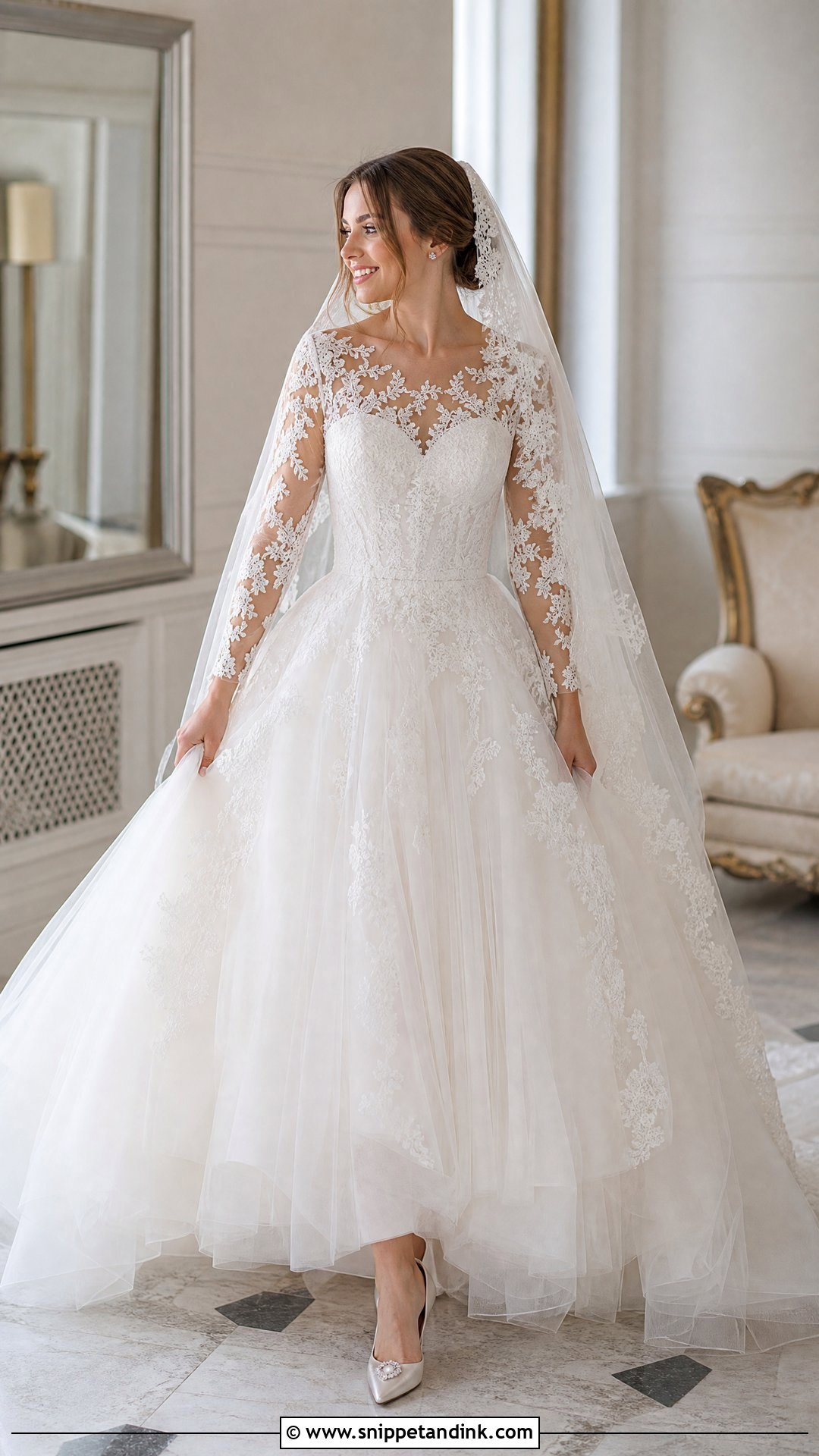 Long Sleeve Lace Ball Gown Wedding Dress - Snippet and Ink - 20 Huge Wedding Dress Ideas