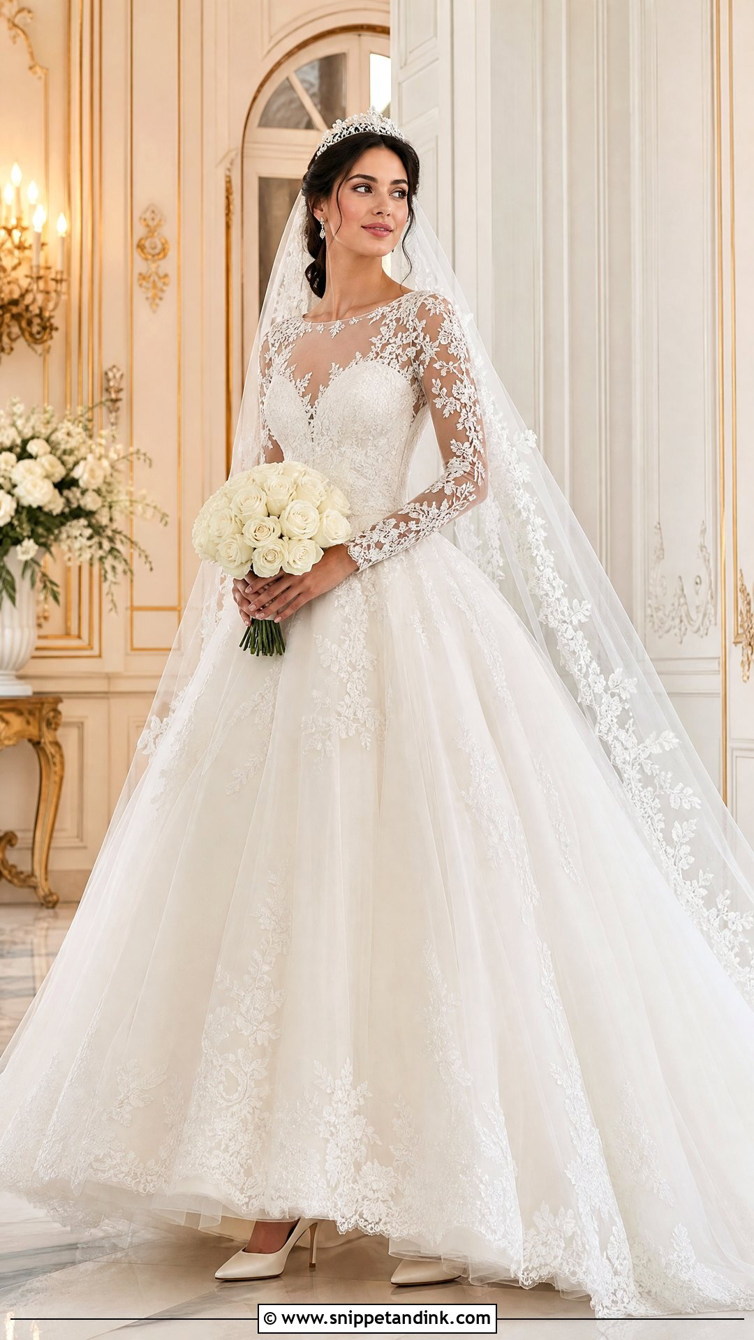 Long Sleeve Lace Ball Gown Wedding Dress - Snippet and Ink - 20 Royal Princess Wedding Dresses