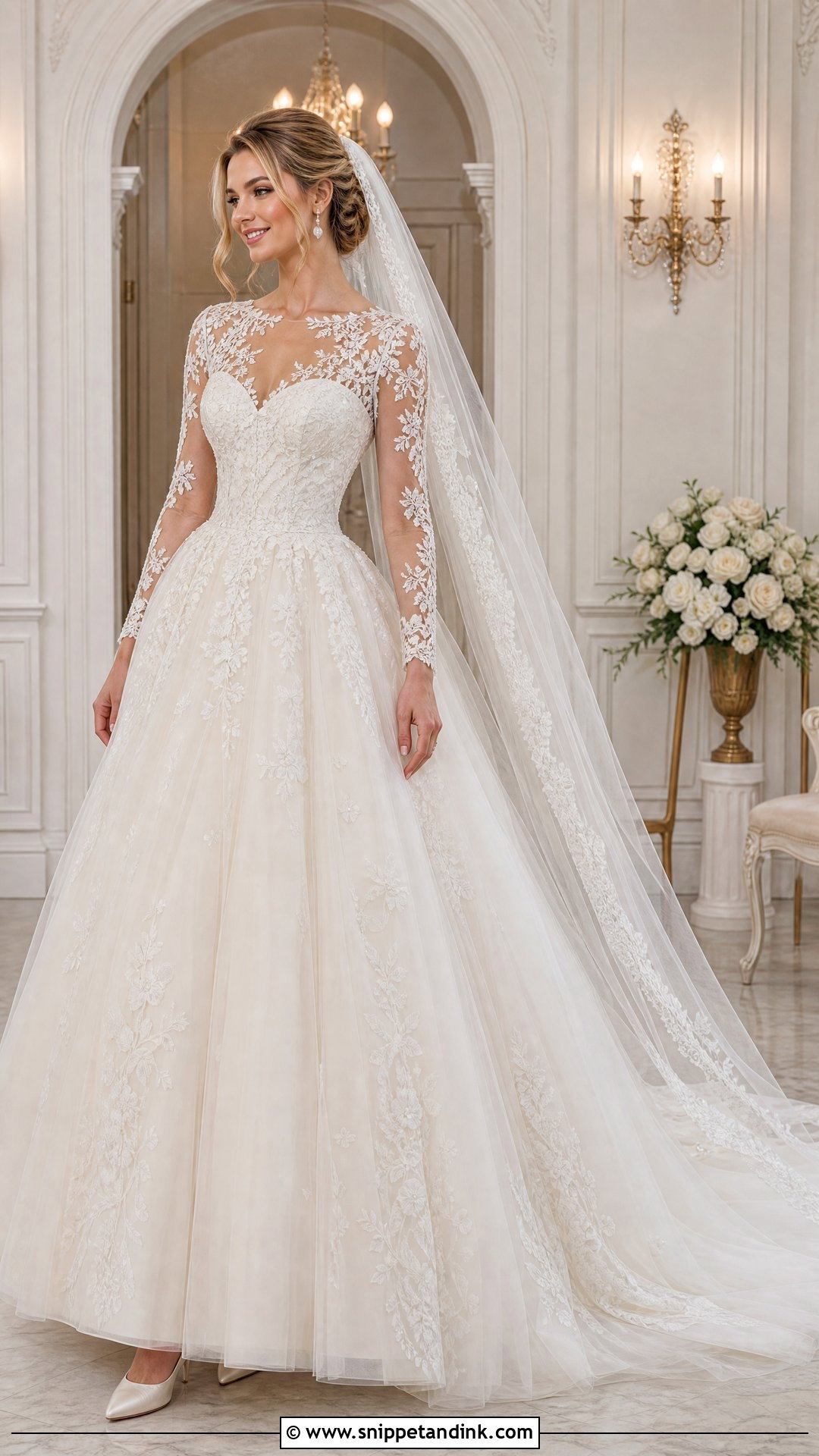 Long Sleeve Lace Ball Gown Wedding Dress - Snippet and Ink - 20 Wedding Dresses with Lace Sleeves