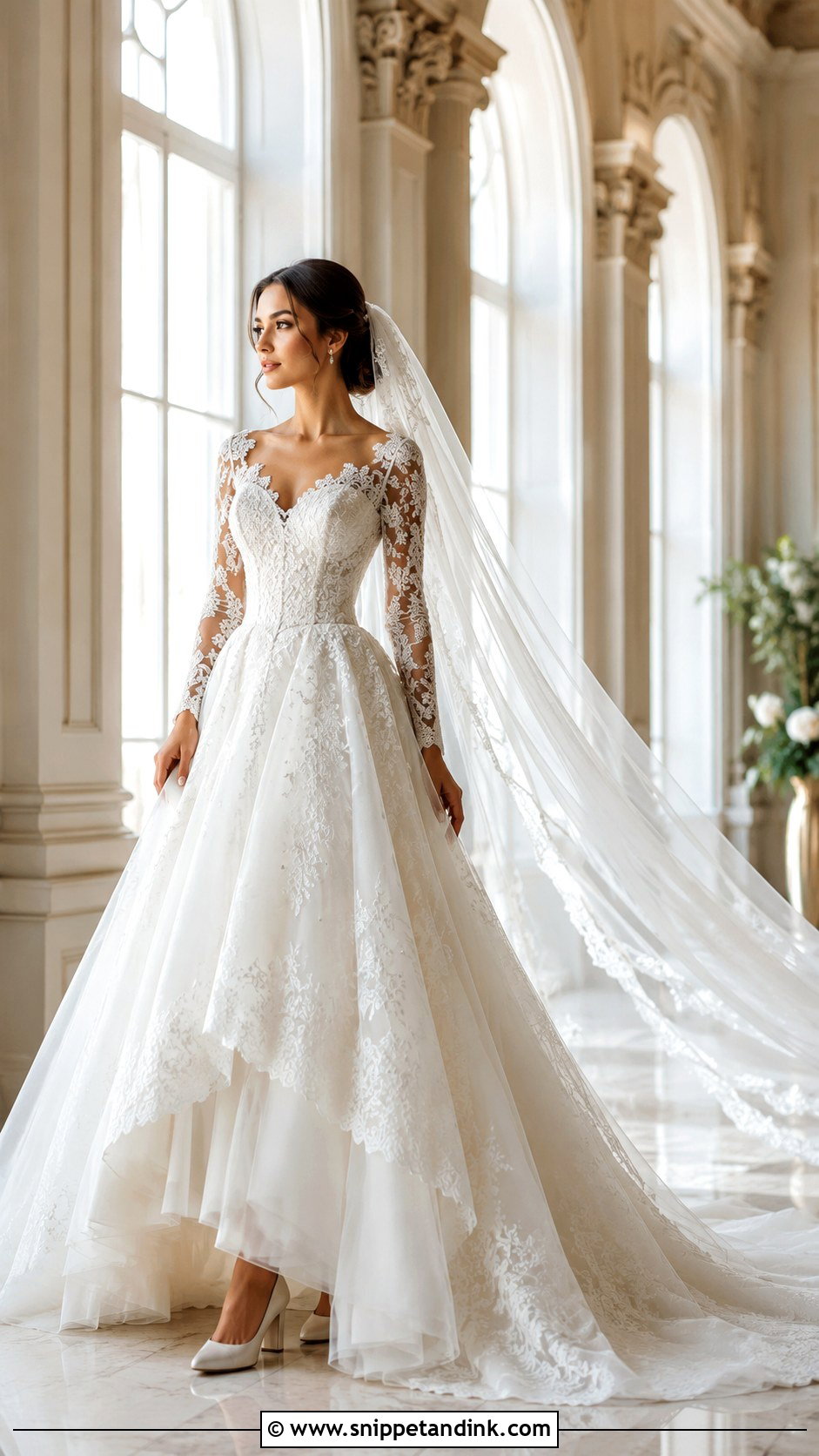 Long Sleeve Lace Ball Gown Wedding Dress - Snippet and Ink - 20 Long Sleeved Lace Wedding Dress Ideas