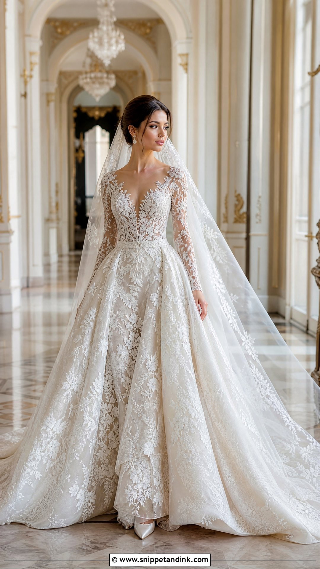 Long Sleeve Lace Ball Gown Wedding Dress - Snippet and Ink - 20 Zuhair Murad Bridal Elie Saab Wedding Dresses
