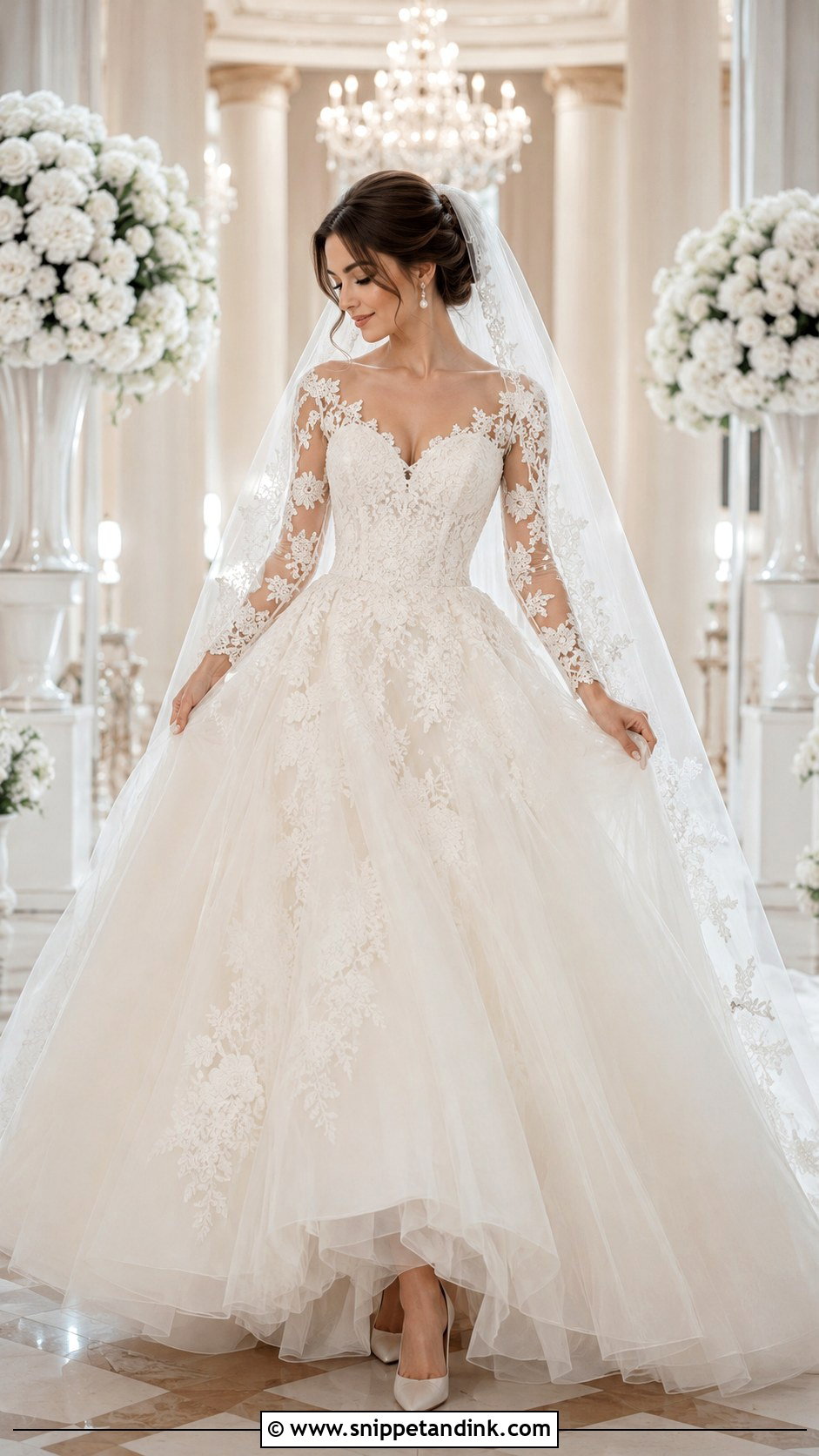 Long Sleeve Lace Ball Gown Wedding Dress - Snippet and Ink - 20 Lace Ball Gown Wedding Dress Ideas