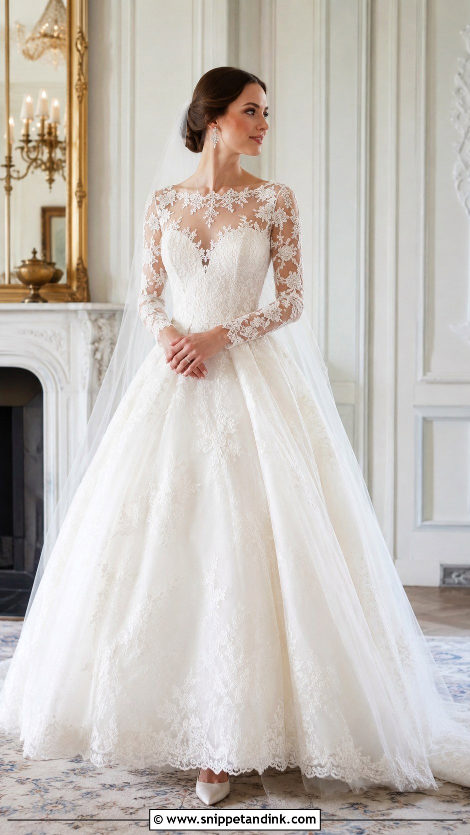 Long Sleeve Lace Ball Gown Wedding Dress - Snippet and Ink - 20 Big Ball Gown Wedding Dress Ideas