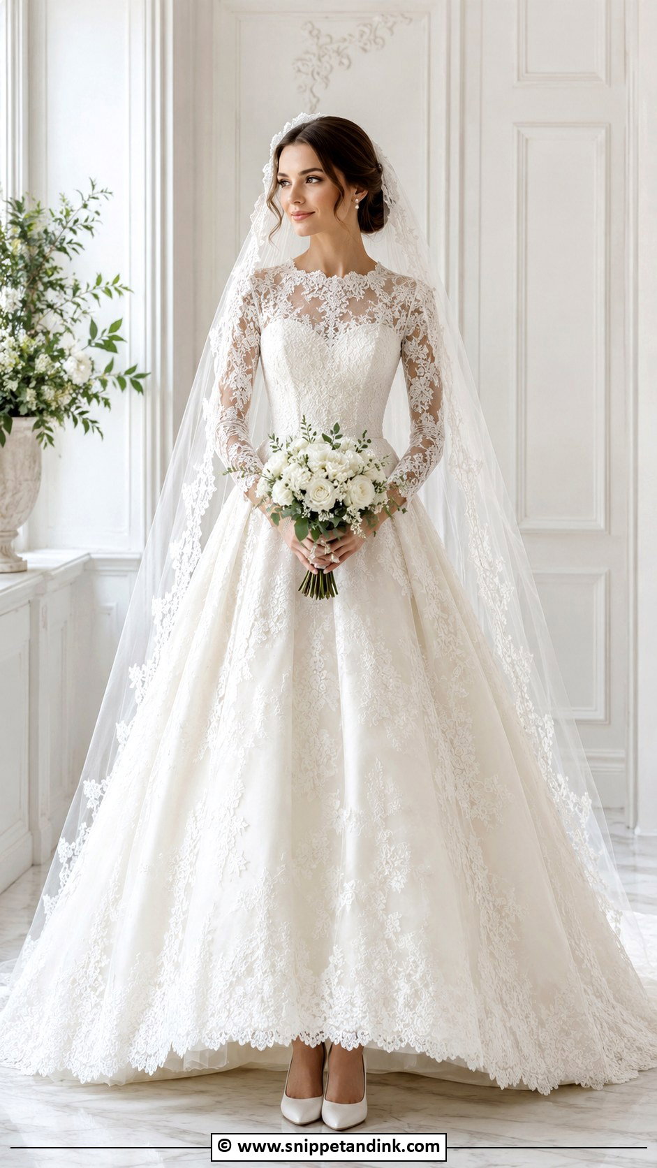Long Sleeve Lace Ball Gown Wedding Dress - Snippet and Ink - 30 Ball Gowns Wedding