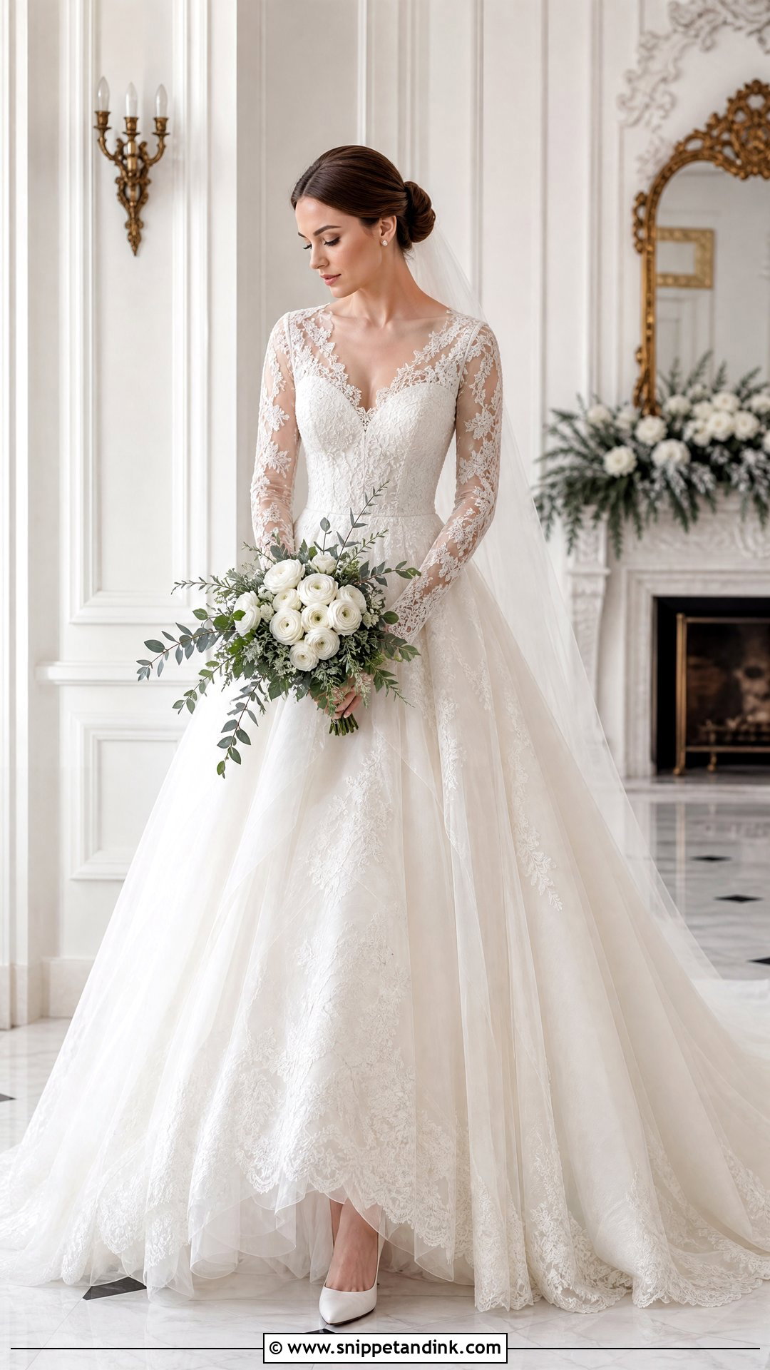 Long Sleeve Lace Ballgown Wedding Dress - Snippet and Ink - 20 Wedding Gown Ballgown Ideas
