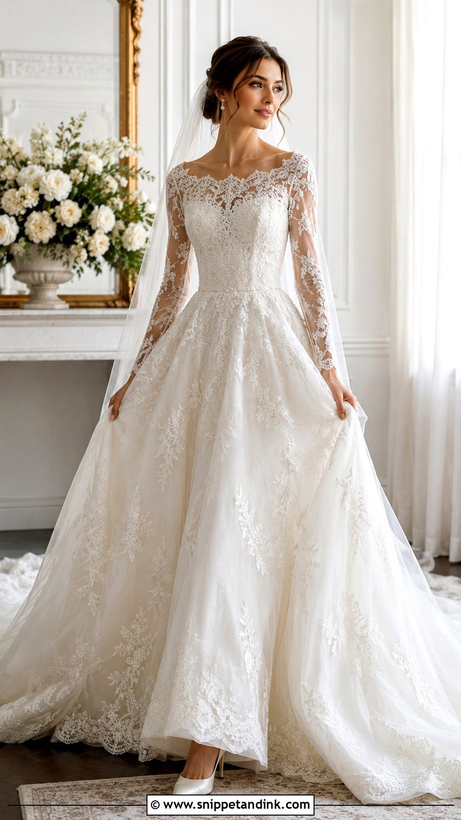 Long Sleeve Lace Ballgown Wedding Dress - Snippet and Ink - 25 Ballgown Wedding Dresses