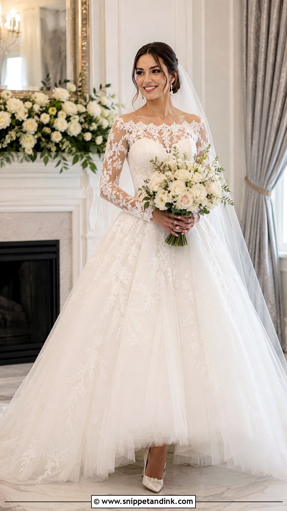 Long Sleeve Lace Ballgown Wedding Dress - Snippet and Ink - 25 Wedding Dresses Lace Ballgown