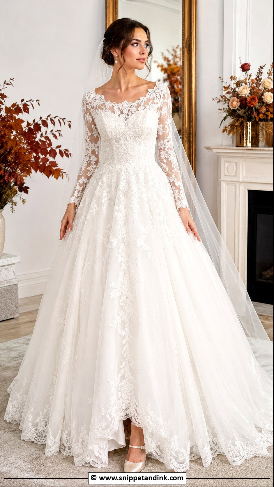 Long Sleeve Lace Ballgown Wedding Dress - Snippet and Ink - 25 Lace Ballgown Wedding Dress Ideas