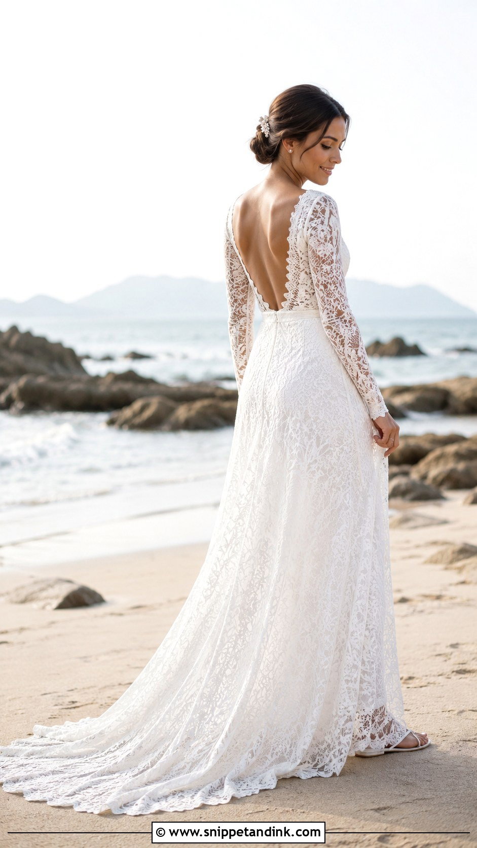 Long Sleeve Lace Beach Wedding Dress - Snippet and Ink - 20 Beachy Wedding Dress Beach Styles