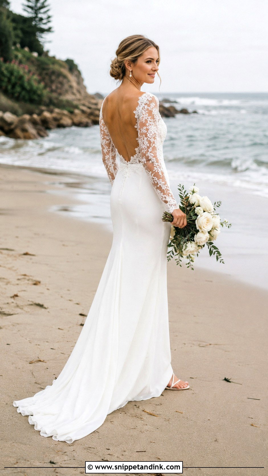 Long Sleeve Lace Beach Wedding Dress - Snippet and Ink - 20 Destination Wedding Dress Beach Ideas