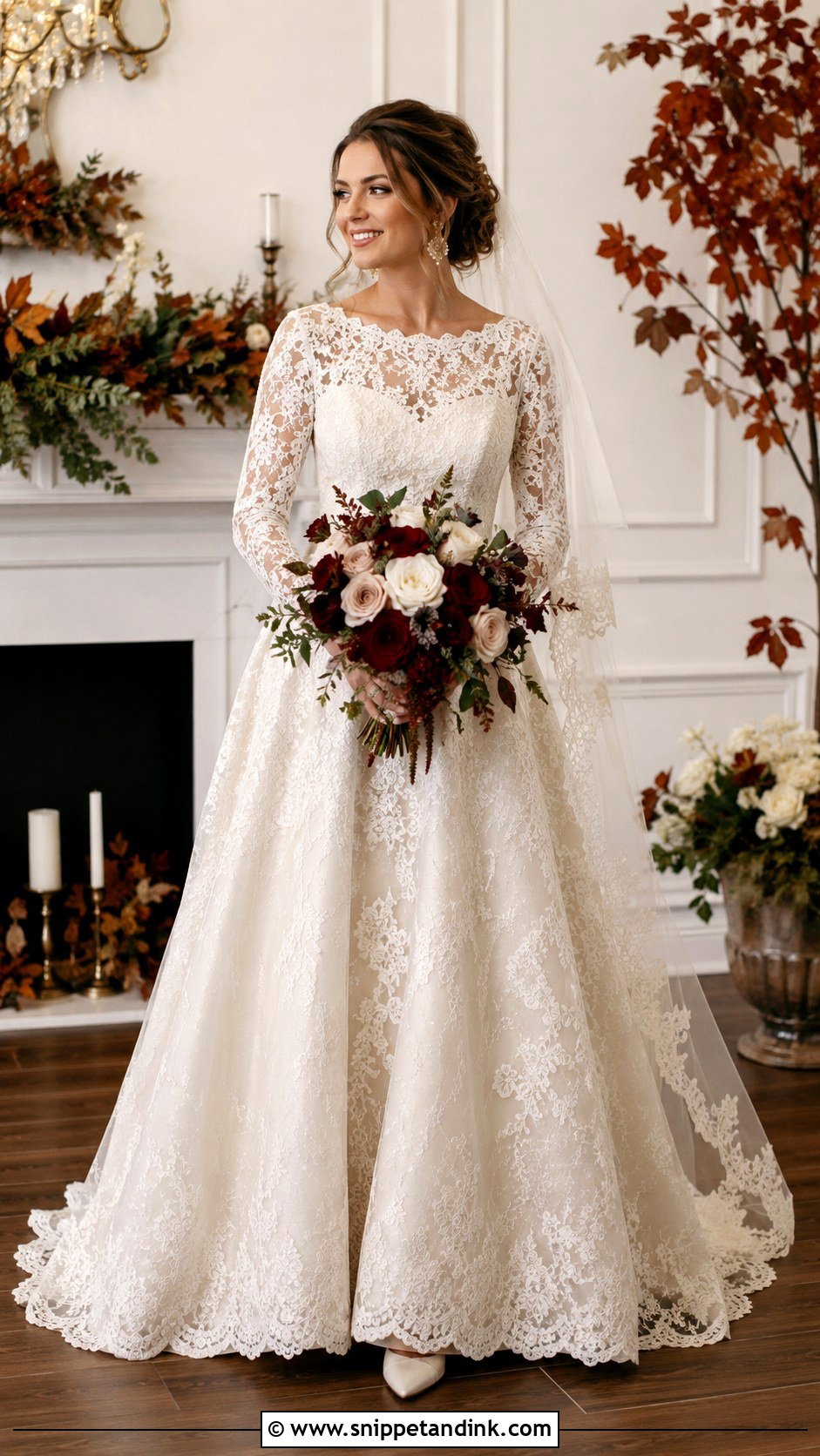 Long Sleeve Lace Belle Wedding Dress - Snippet and Ink - 20 Belle Inspired Wedding Dress Ideas