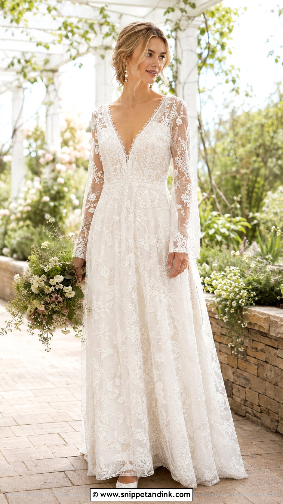 Long Sleeve Lace Boho Bridal Gown - Snippet and Ink - 20 Boho Bridal Gowns