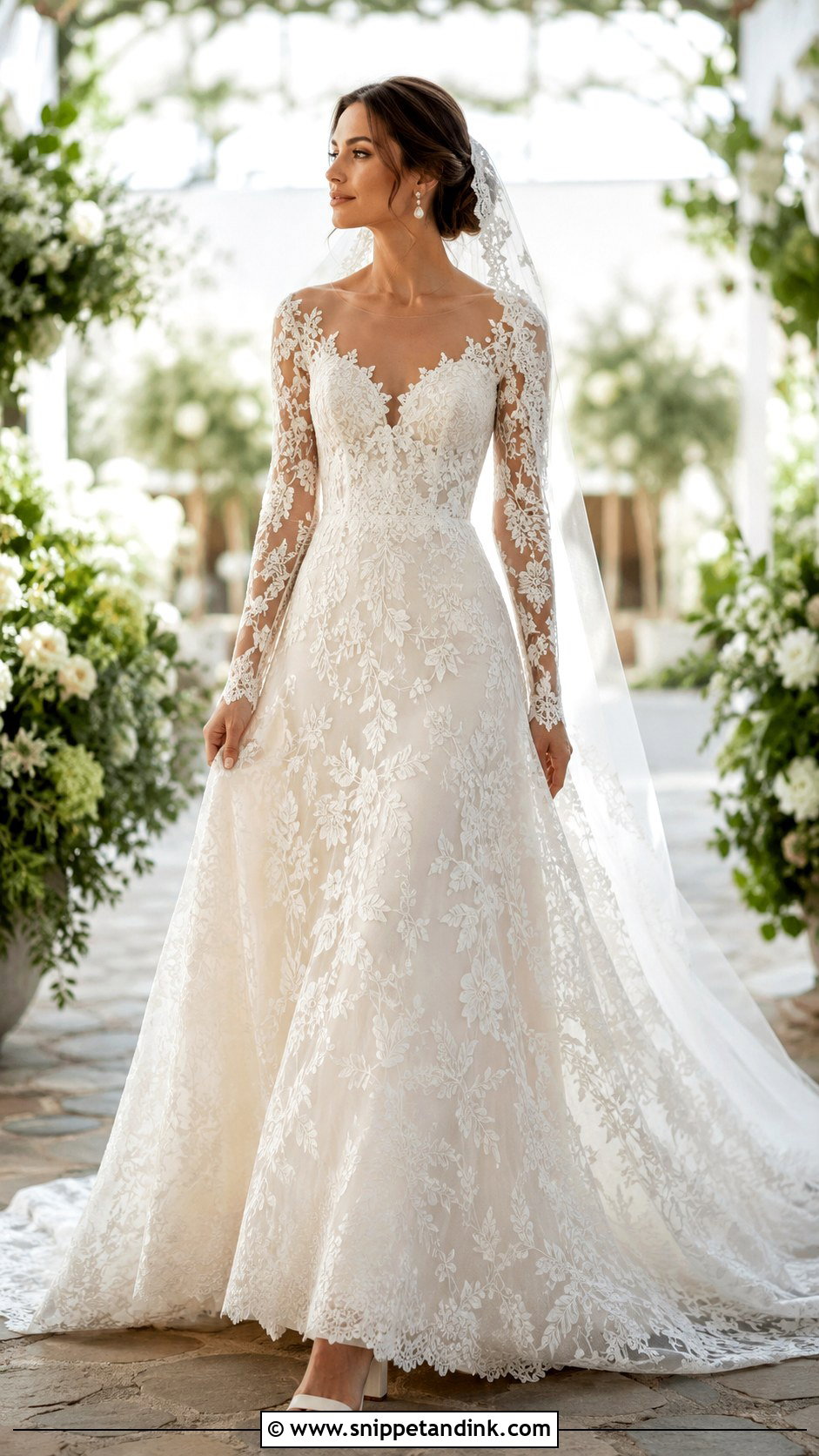 Long Sleeve Lace Boho Glam Wedding Dress - Snippet and Ink - 20 Boho Glam Wedding Dress Ideas