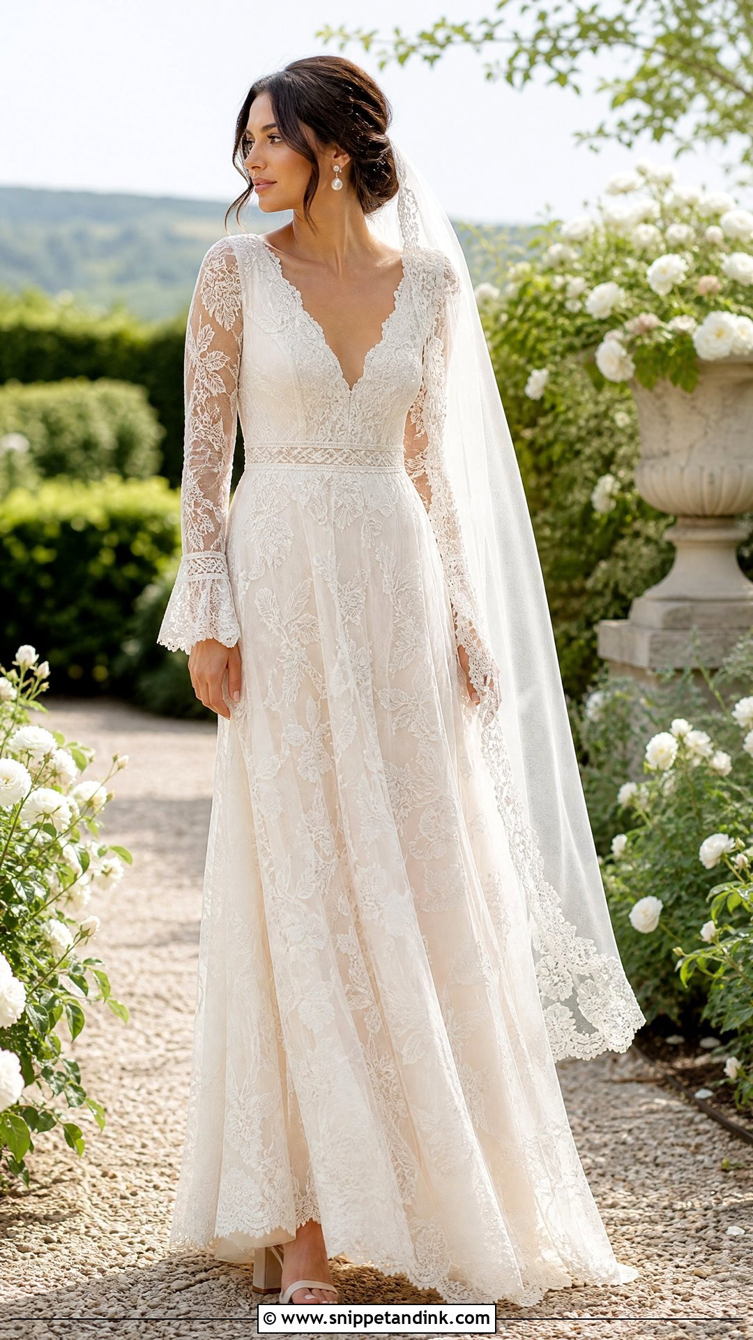 Long Sleeve Lace Boho Vintage Wedding Dress - Snippet and Ink - 20 Unique Boho Vintage Wedding Dresses