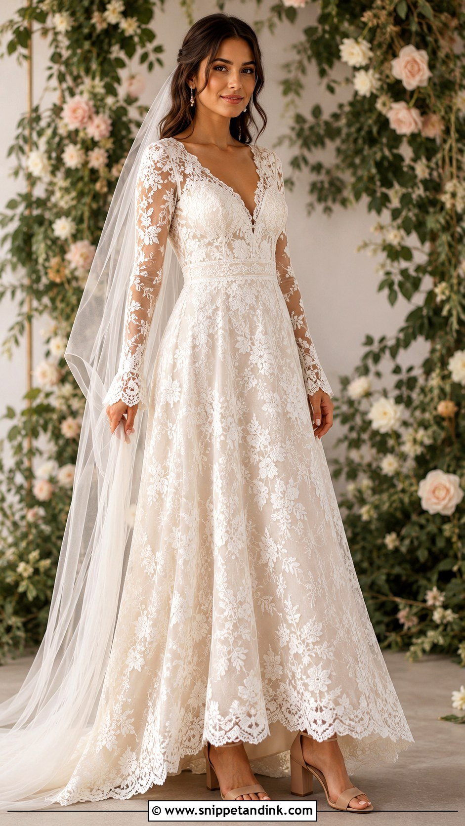 Long Sleeve Lace Boho Wedding Dress - Snippet and Ink - 25 Boho Style Wedding Dress Ideas