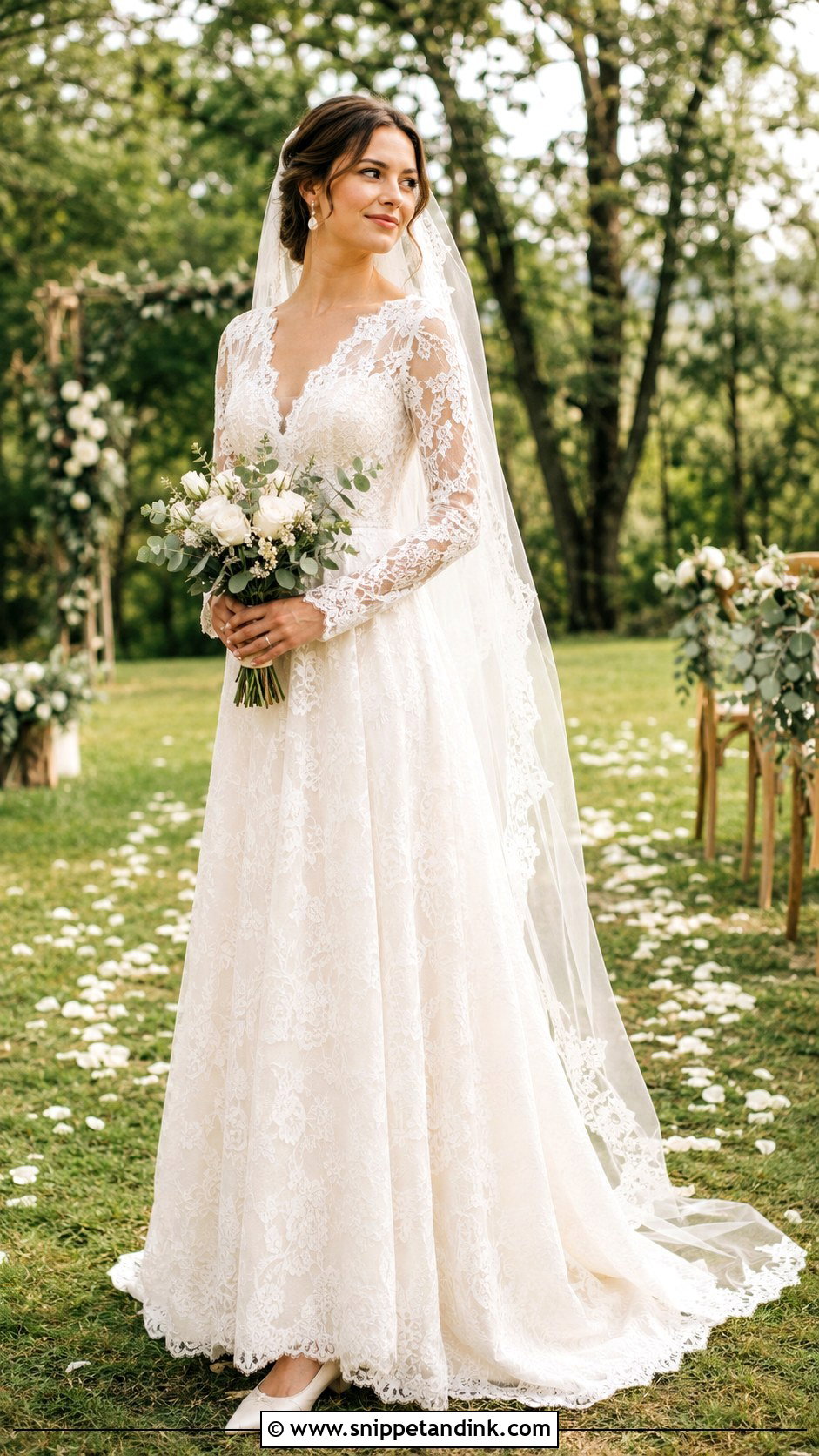 Long Sleeve Lace Boho Wedding Dress - Snippet and Ink - 20 Boho Chic Wedding Dresses