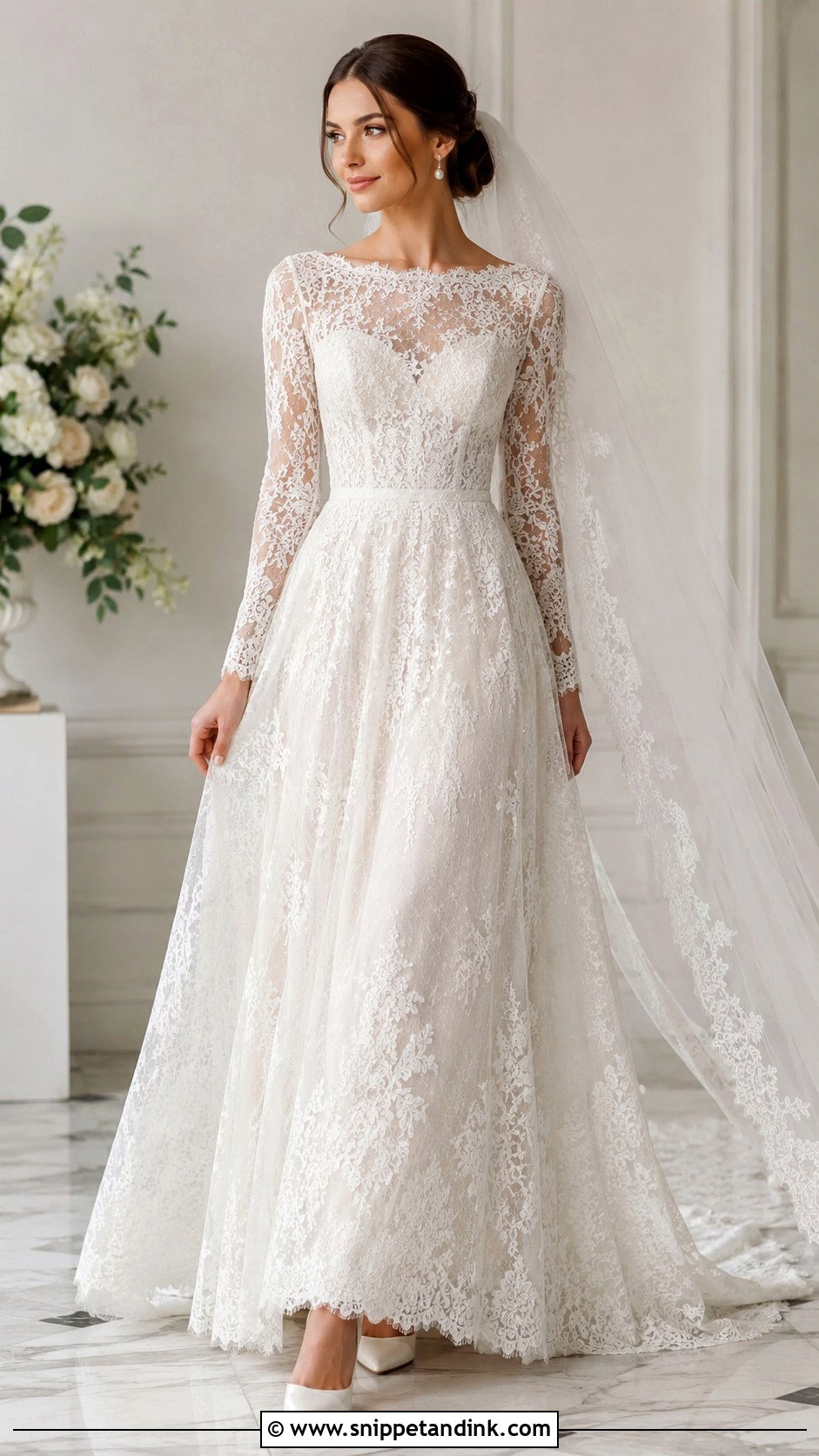 Long Sleeve Lace Bridal Dress - Snippet and Ink - 25 Lace Bridal Dress Ideas