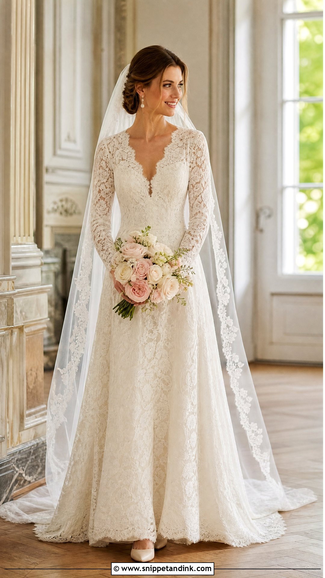 Long Sleeve Lace Bridal Dress - Snippet and Ink - 20 Bridal Dress Inspo Ideas