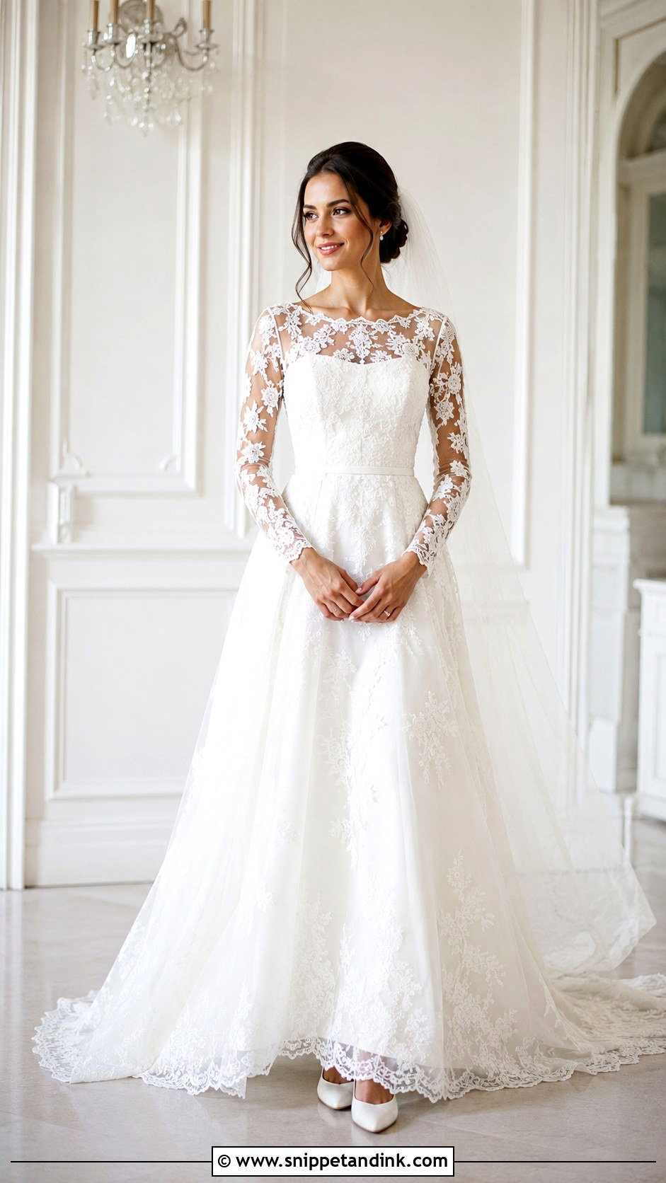 Long Sleeve Lace Bridal Dress - Snippet and Ink - 20 Lace Bridal Dresses