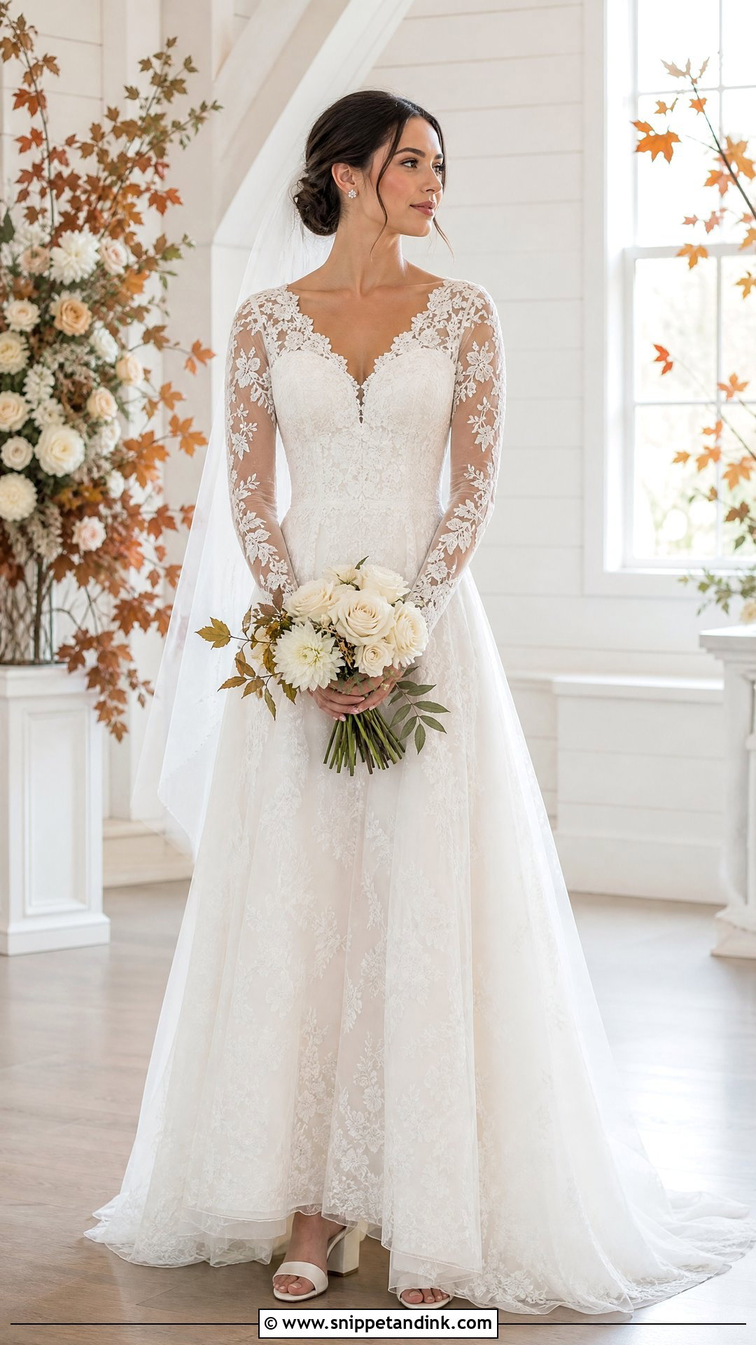 Long Sleeve Lace Bridal Dress - Snippet and Ink - 20 Vogue Bridal Ideas