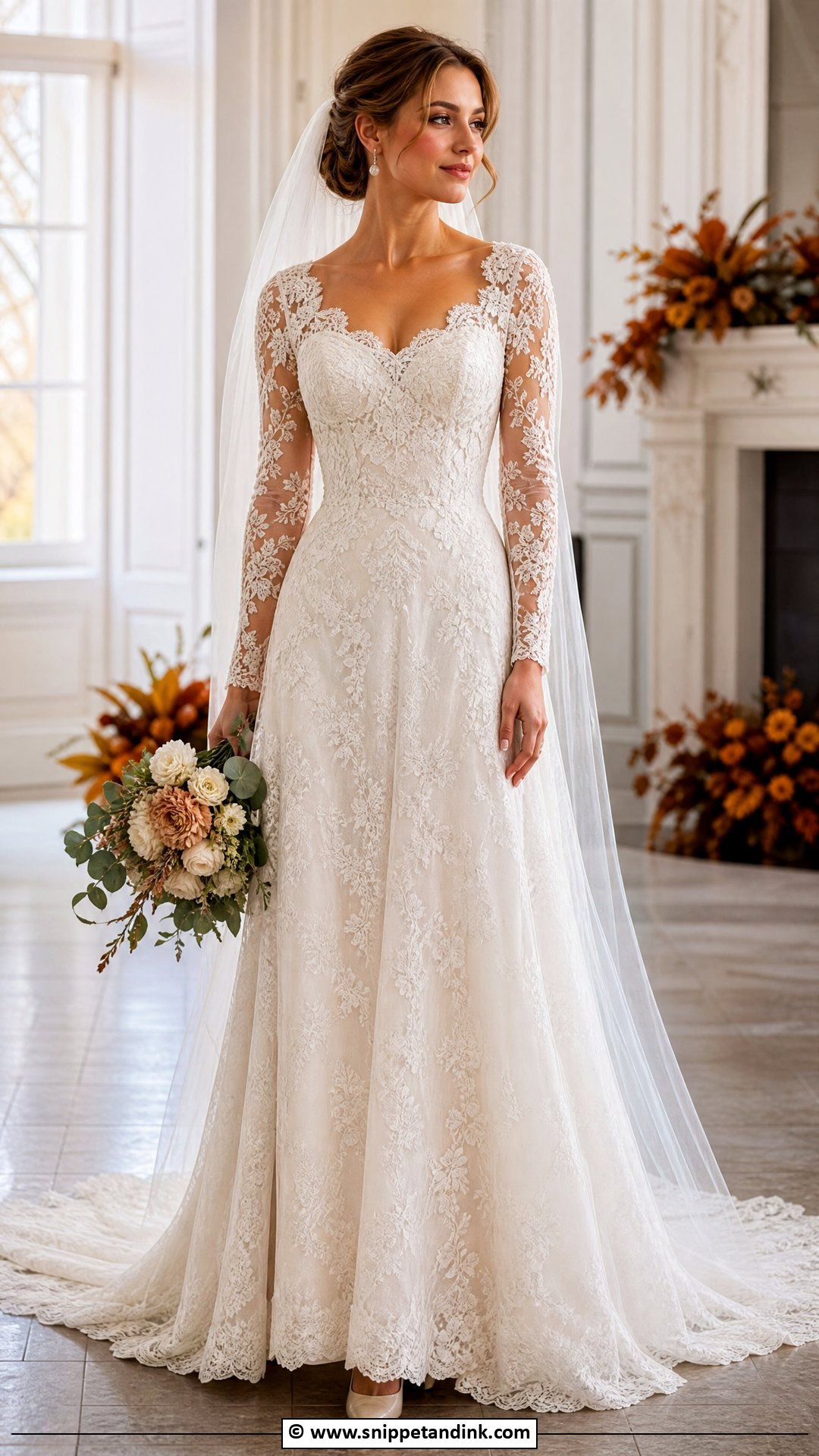 Long Sleeve Lace Bridal Dress - Snippet and Ink - 35 Bridal Dress Ideas